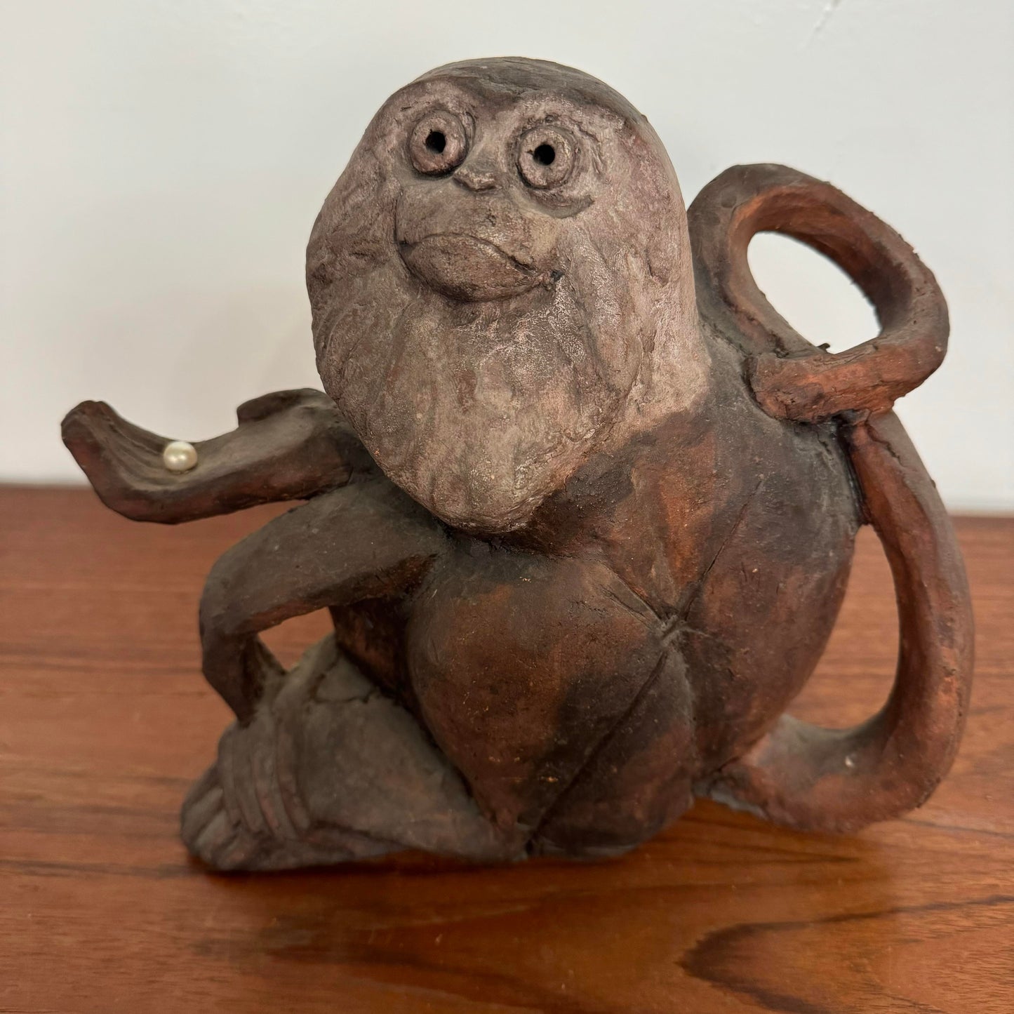 Dane Burr Monkey With Pearl Ceramic Sculpture