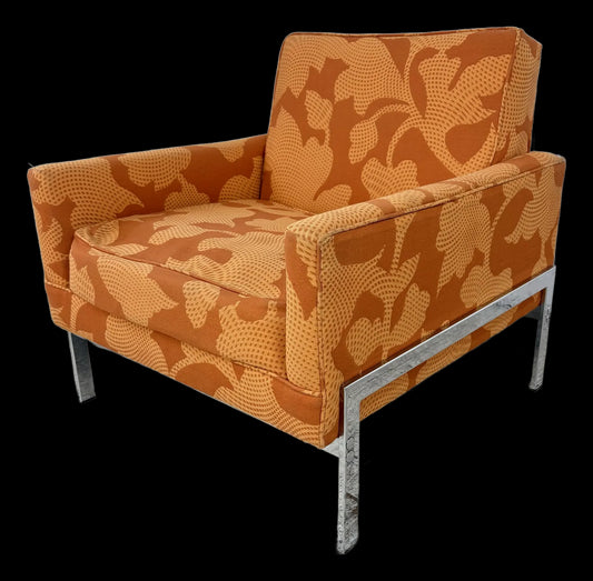 Mid Century Modern Knoll Style Lounge Arm Chair Chrome