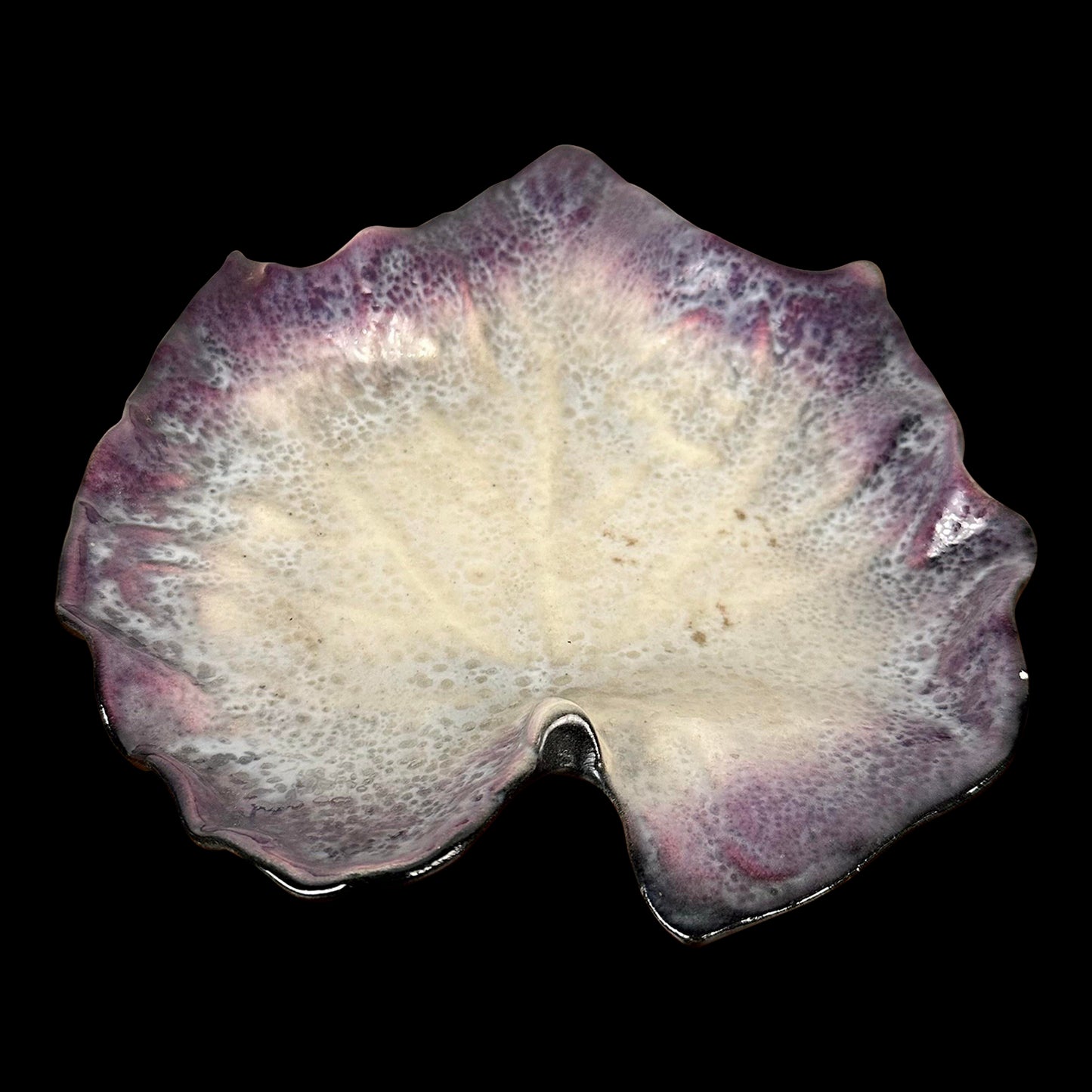 Leaf Shaped Dish in Glazed Stonewar by Pol Chambost, France, 1940s