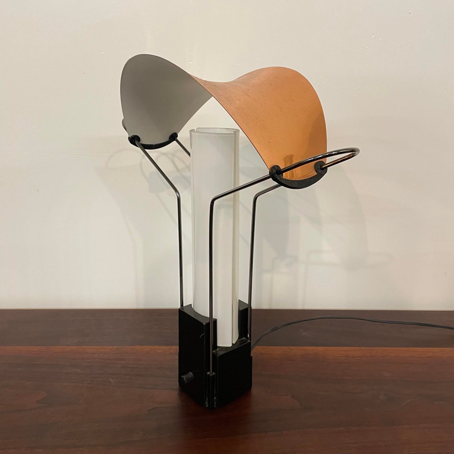 Italian Vintage Copper and Glass Table Lamp by Arteluce Palio