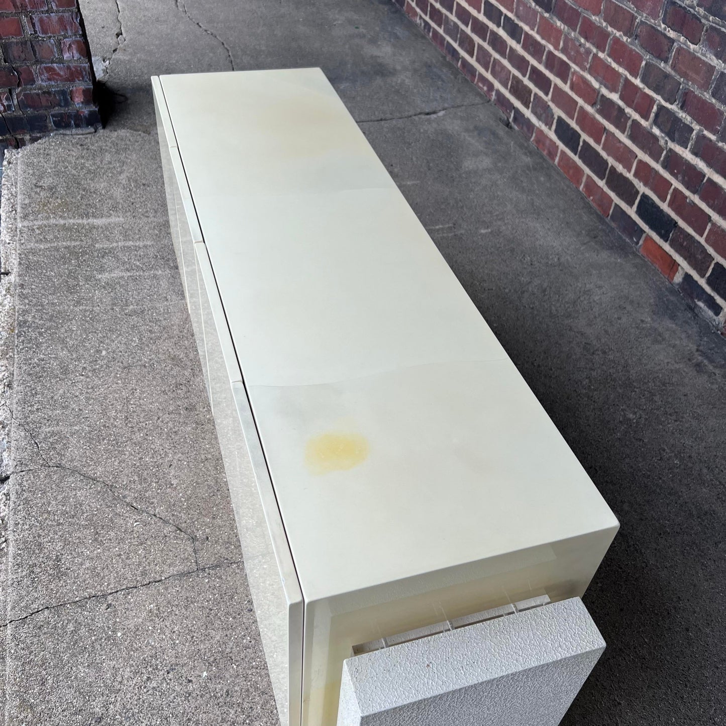 Karl Springer Lacquered Goatskin Lucite Floating Sideboard