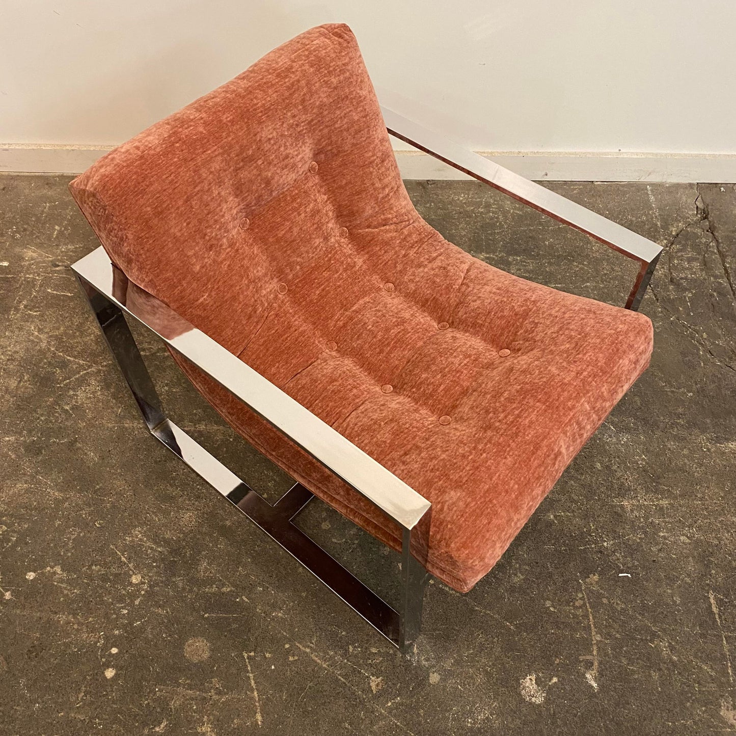 Mid-Century Modern Chrome Base Club Chair