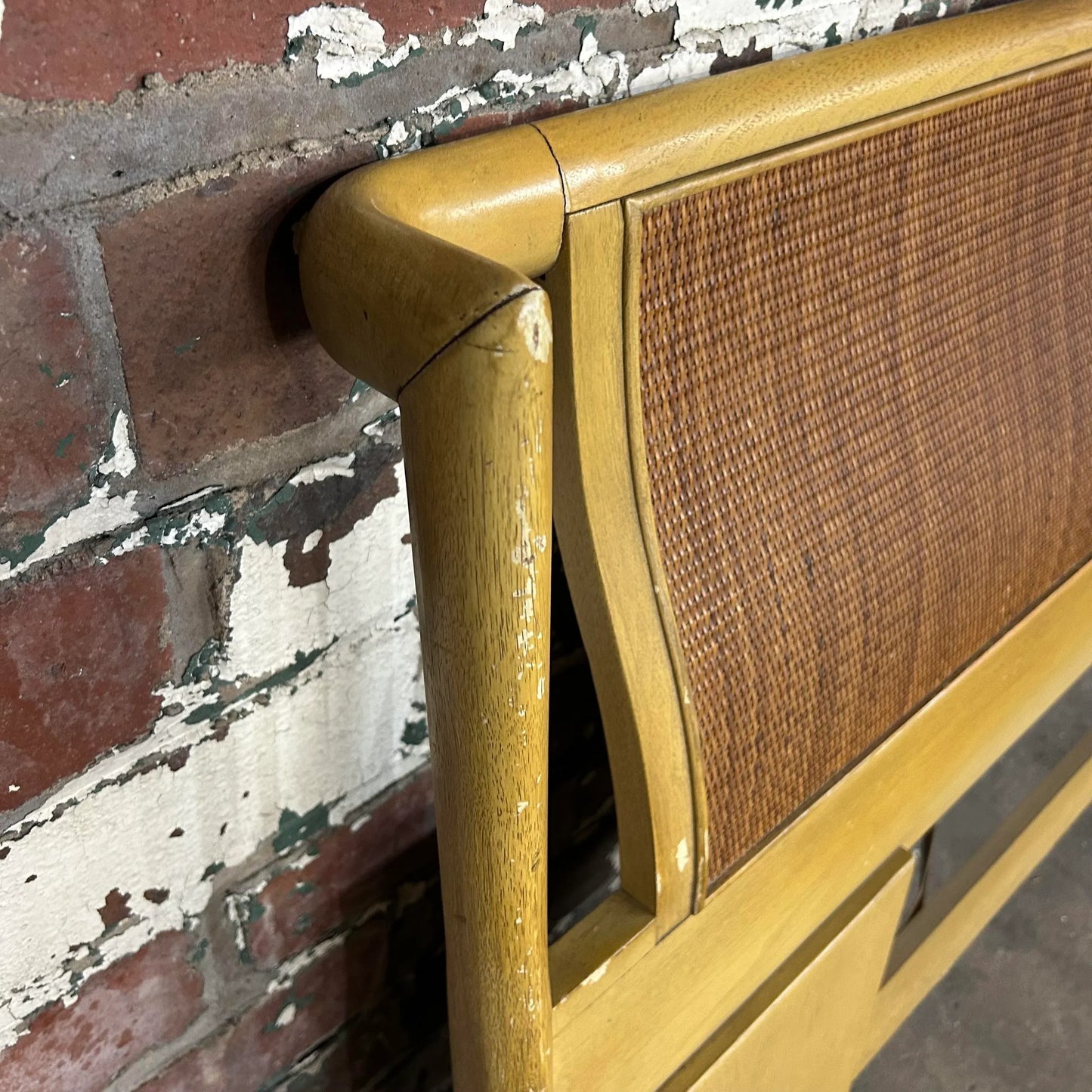 Mid Century Modern Caned King Size Headboard by Drexel Parallel