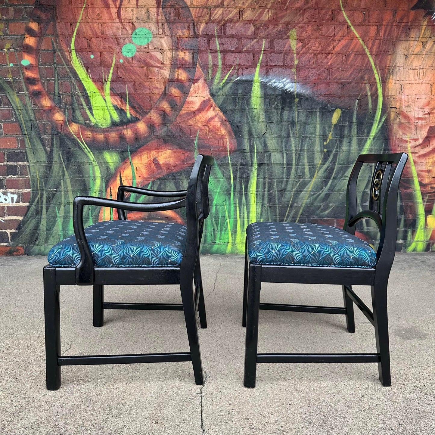 Mid-Century Modern Michael Taylor for Baker Dining Chairs W. Interlocking Circle