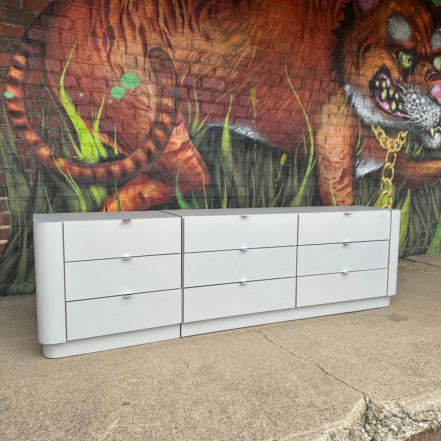 Post Modern 1980s Grey Laminate Dresser Set