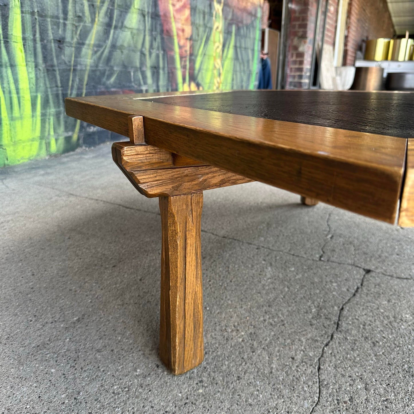 Ranch Oak Hexagonal Faux Slate Coffee Table