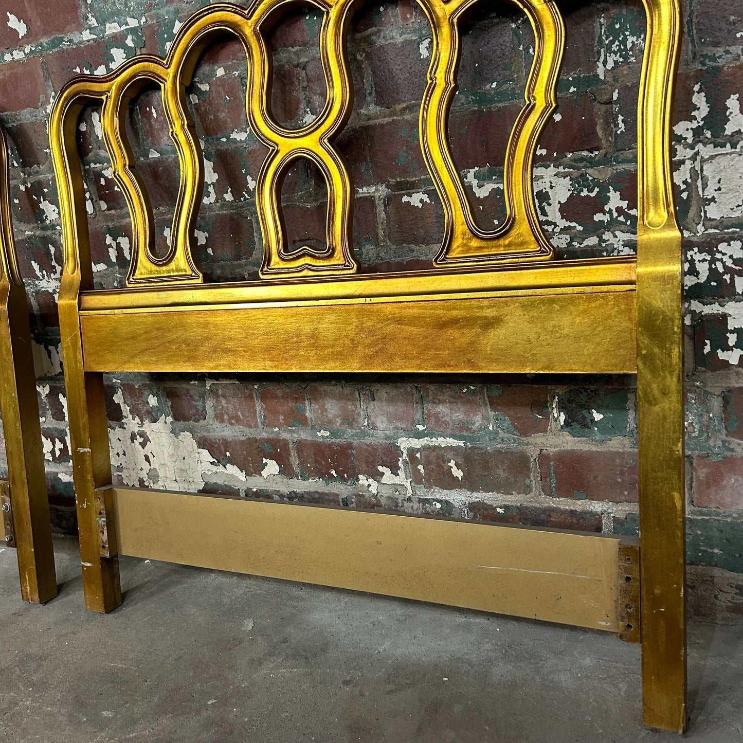 Pair of French Provincial Gold Twin Size Headboards Hollywood Regency