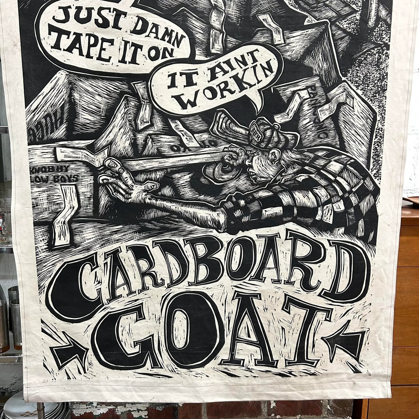 Barn Stormers David Ellis “We Built a Big-Ass Cardboard Goat” Giant Block Print