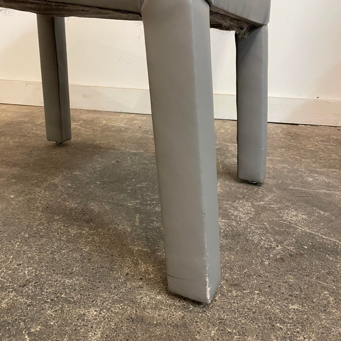 Mid Century Modern Grey Leather Dining Chairs - Set of 6