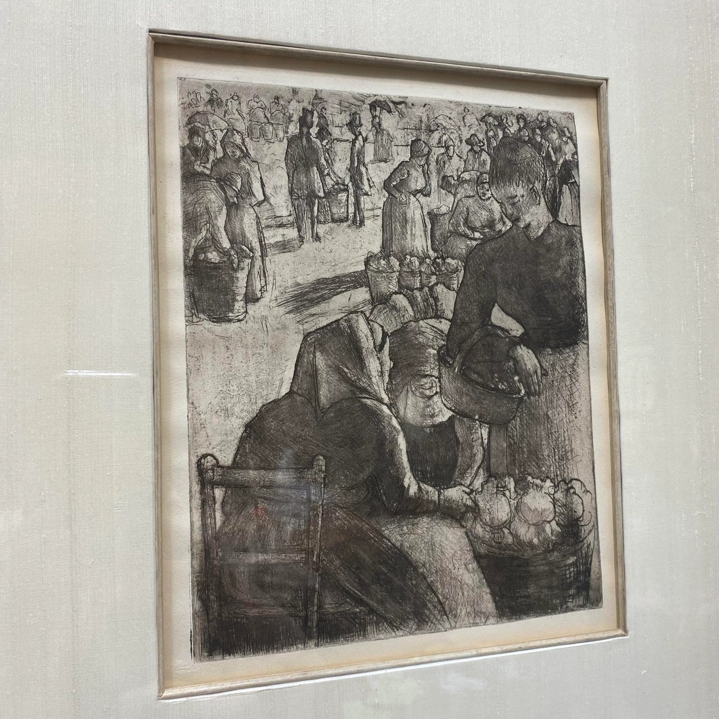 After Camille Pissarro Art Framed Signed Cleveland Ohio Info Tag on Back