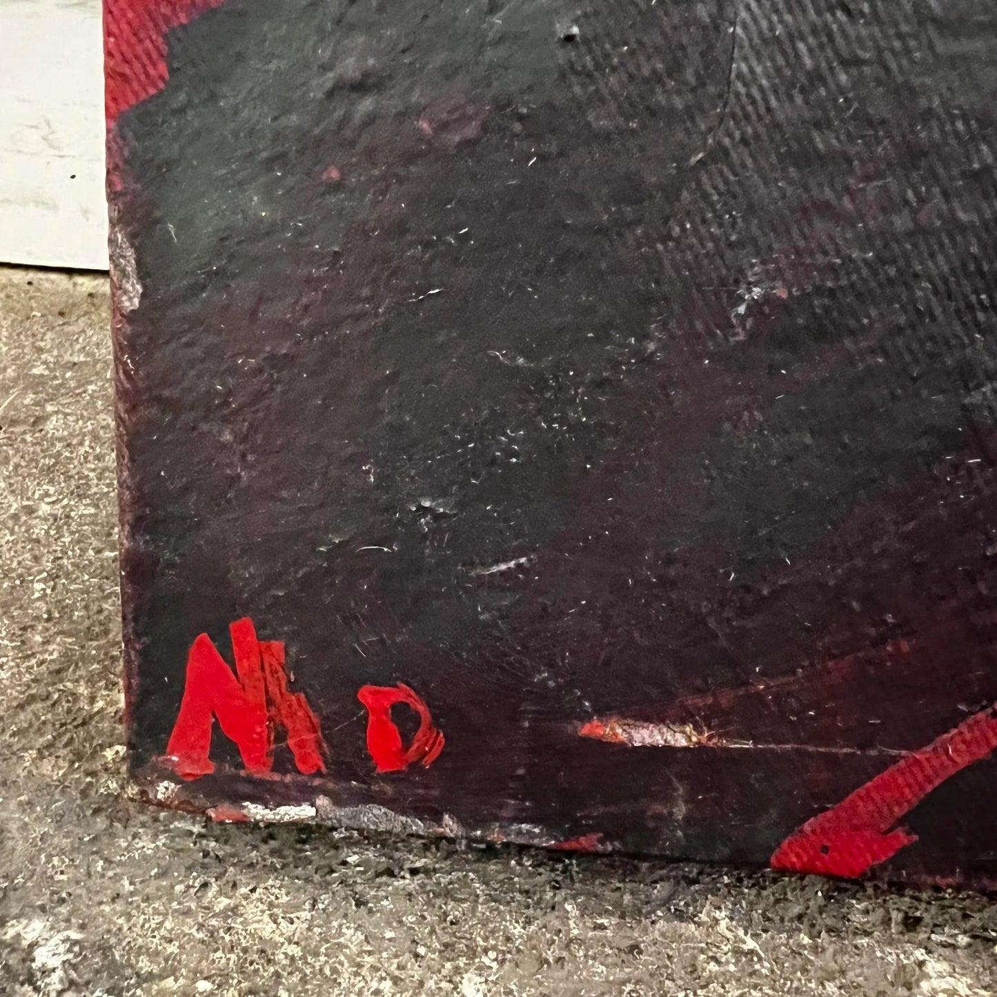 Red Splatter Abstract Painting Signed Sg