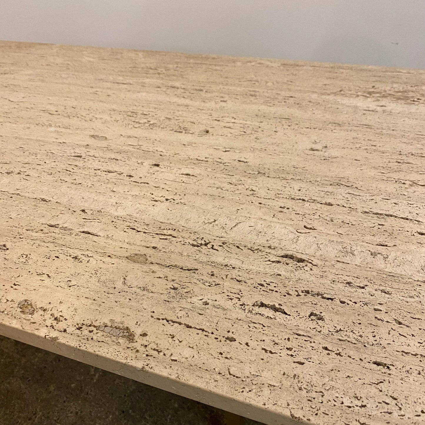 Reupholstered Mid Century Modern Paul McCobb Sectional Sofa with Travertine Top Side Table