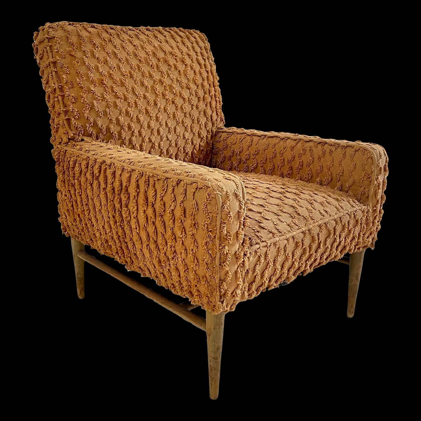 Mid 20th Century Paul McCobb Orange Textured Fabric Arm Chair, Unmarked