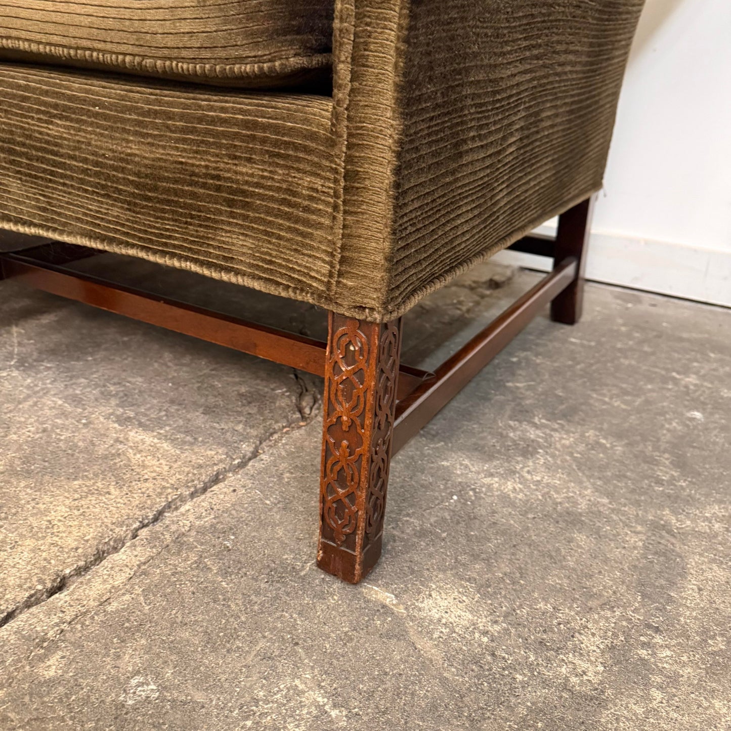 Antique English Chippendale Style Camelback Sofa