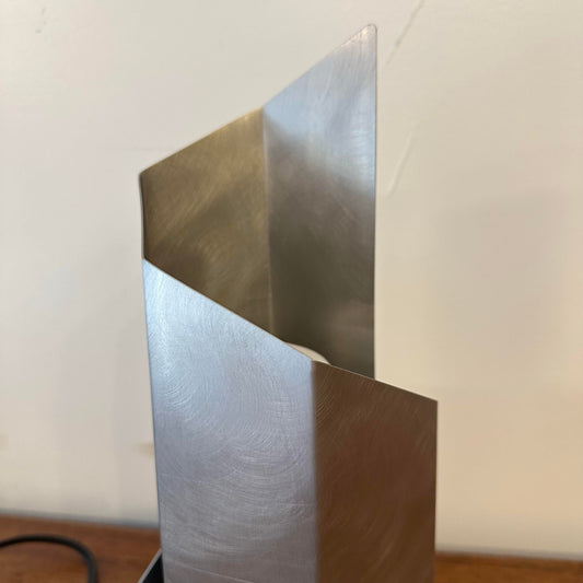 1970s Constructivist Table Lamp in Folded Aluminum by Godley-Schwan