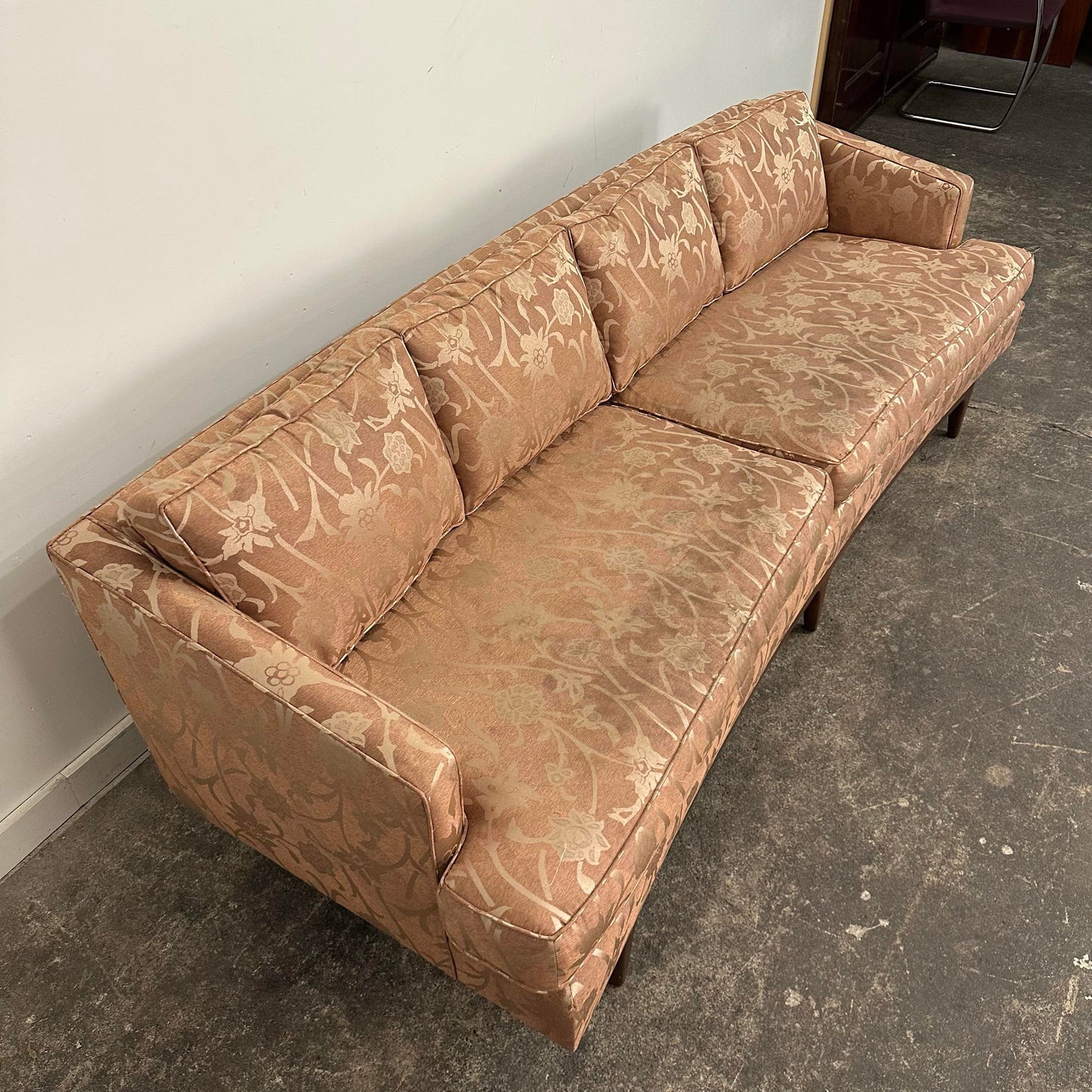 Mid Century Modern Curved Sculpted Walnut Sofa