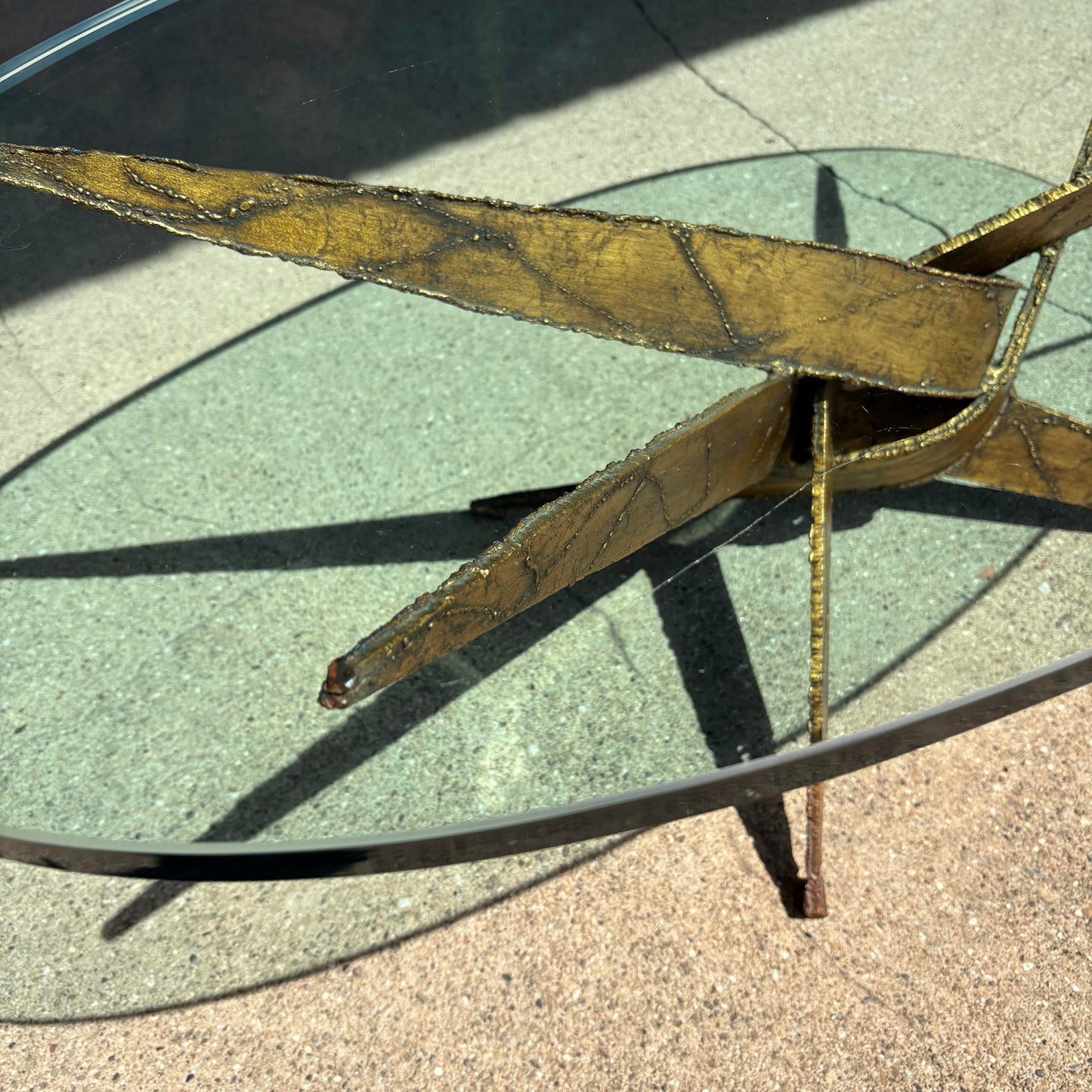 Mid Century Modern Silas Seandel Style Brutalist Torch Cut Cocktail Coffee Table