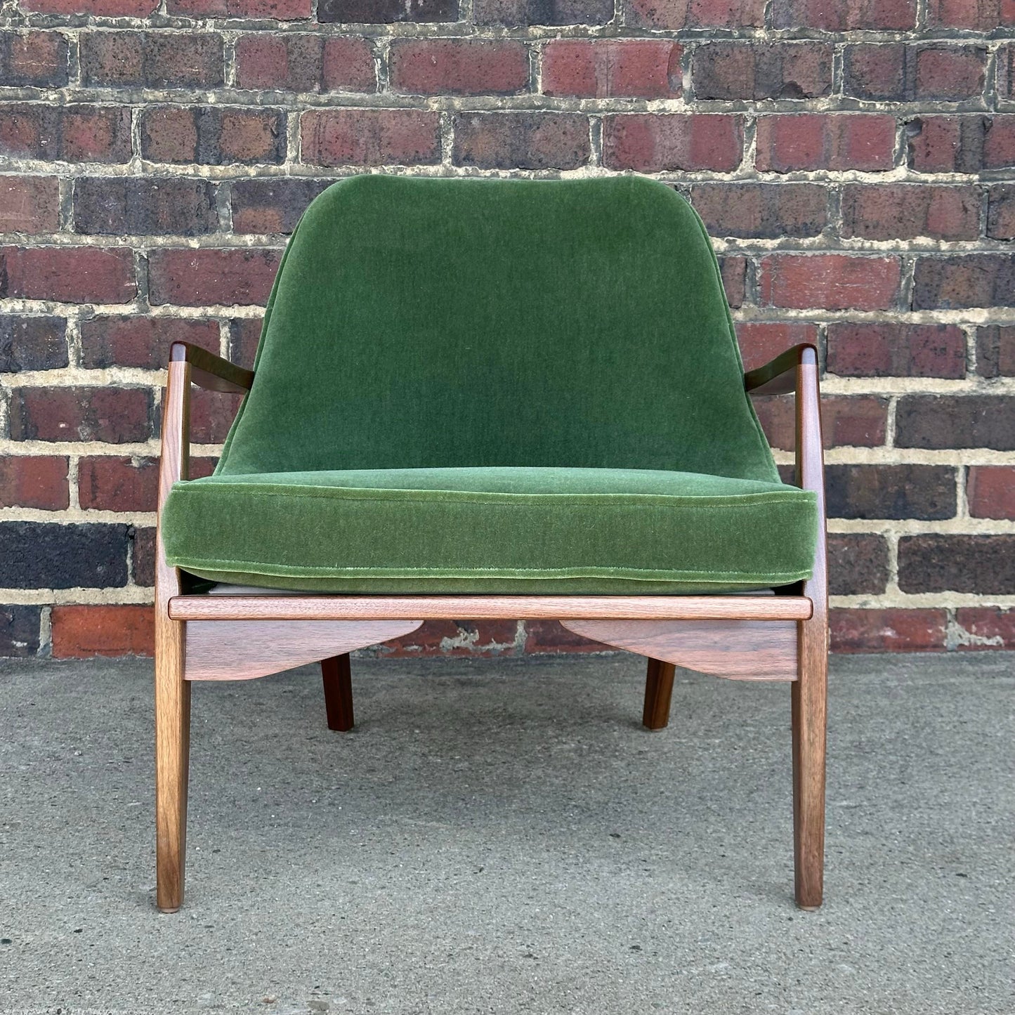 Mid Century Modern Custom Seal Style Lounge Chair Green Mohair