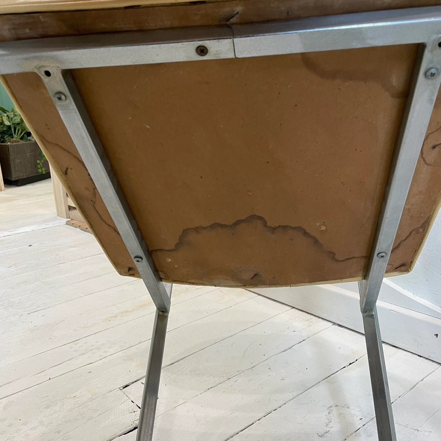 Mid 20th Century Metal Frame Chairs With Wood Arms - a Pair