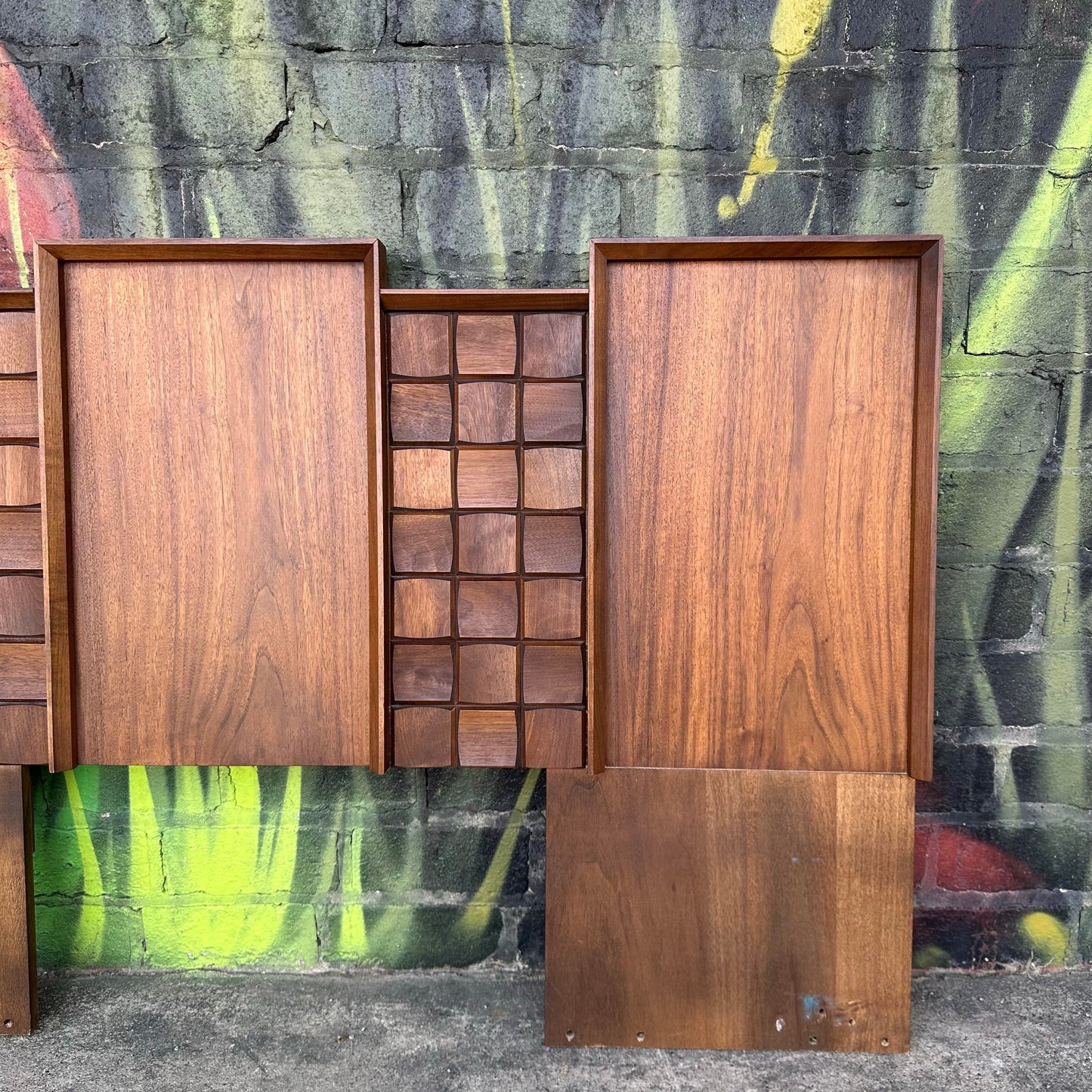 Mid-Century Modern Brutalist Tobago Canada King Size Headboard