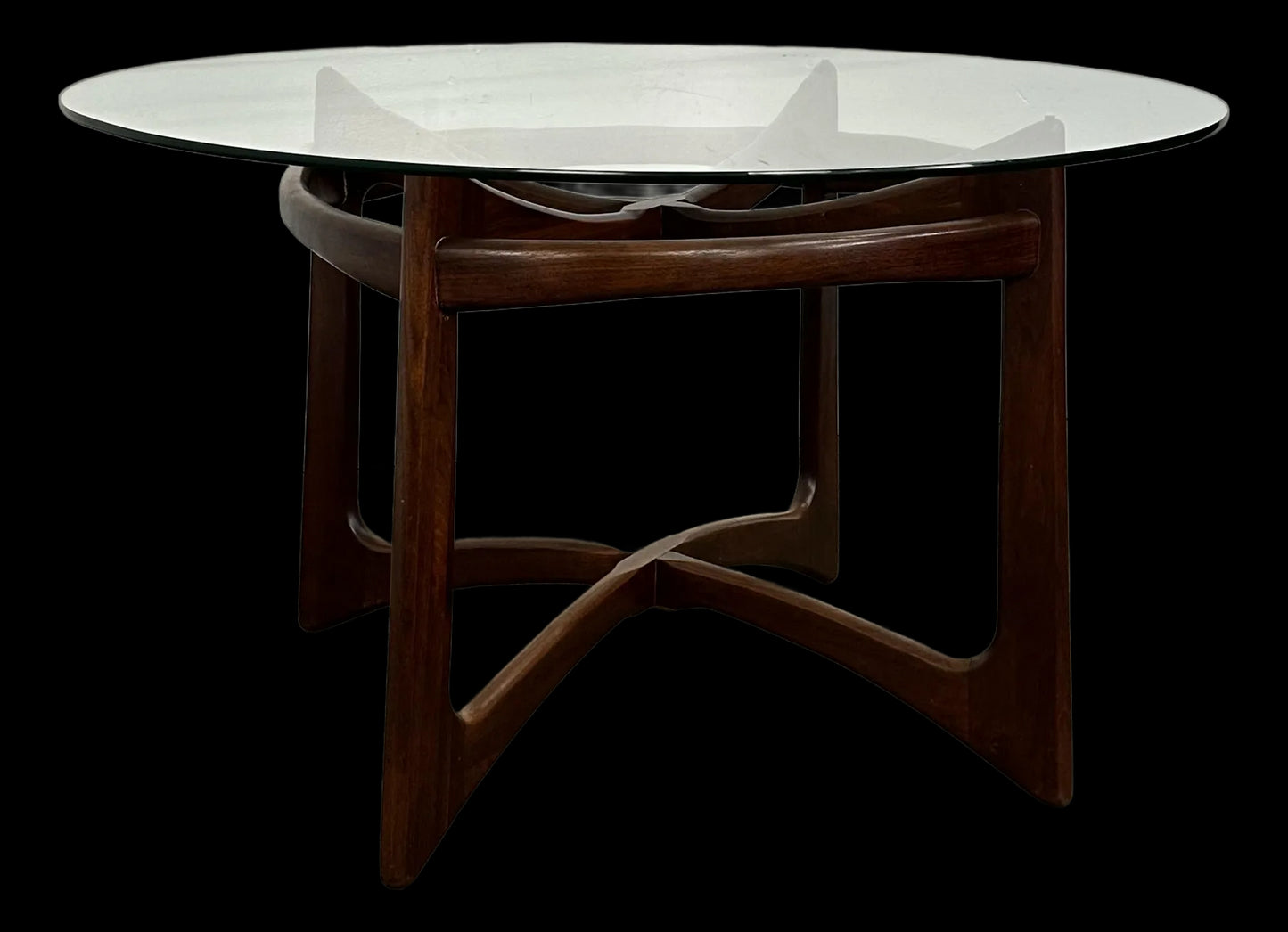 Adrian Pearsall Walnut and Glass “Compass” Dining Table