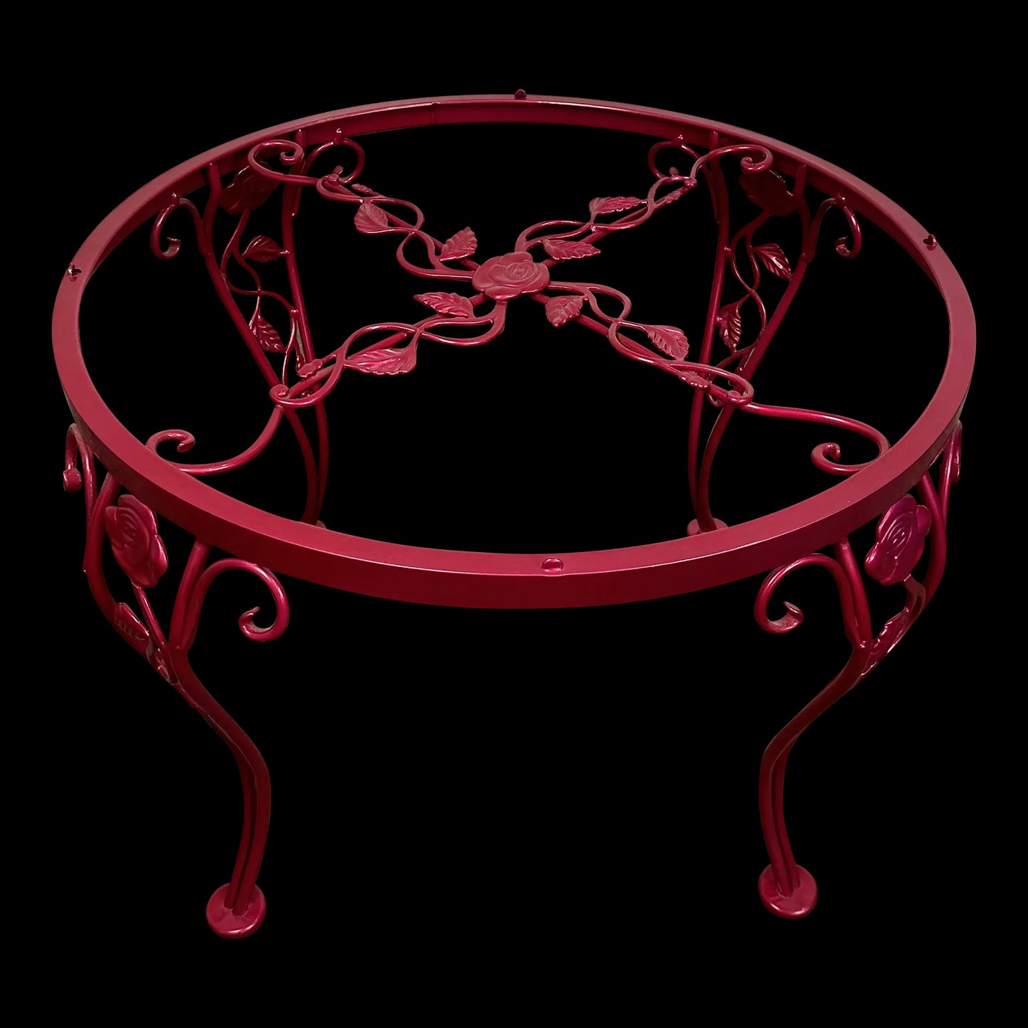 Newly Powder Coated Woodard Chantilly Rose Wrought Iron Outdoor Side Table