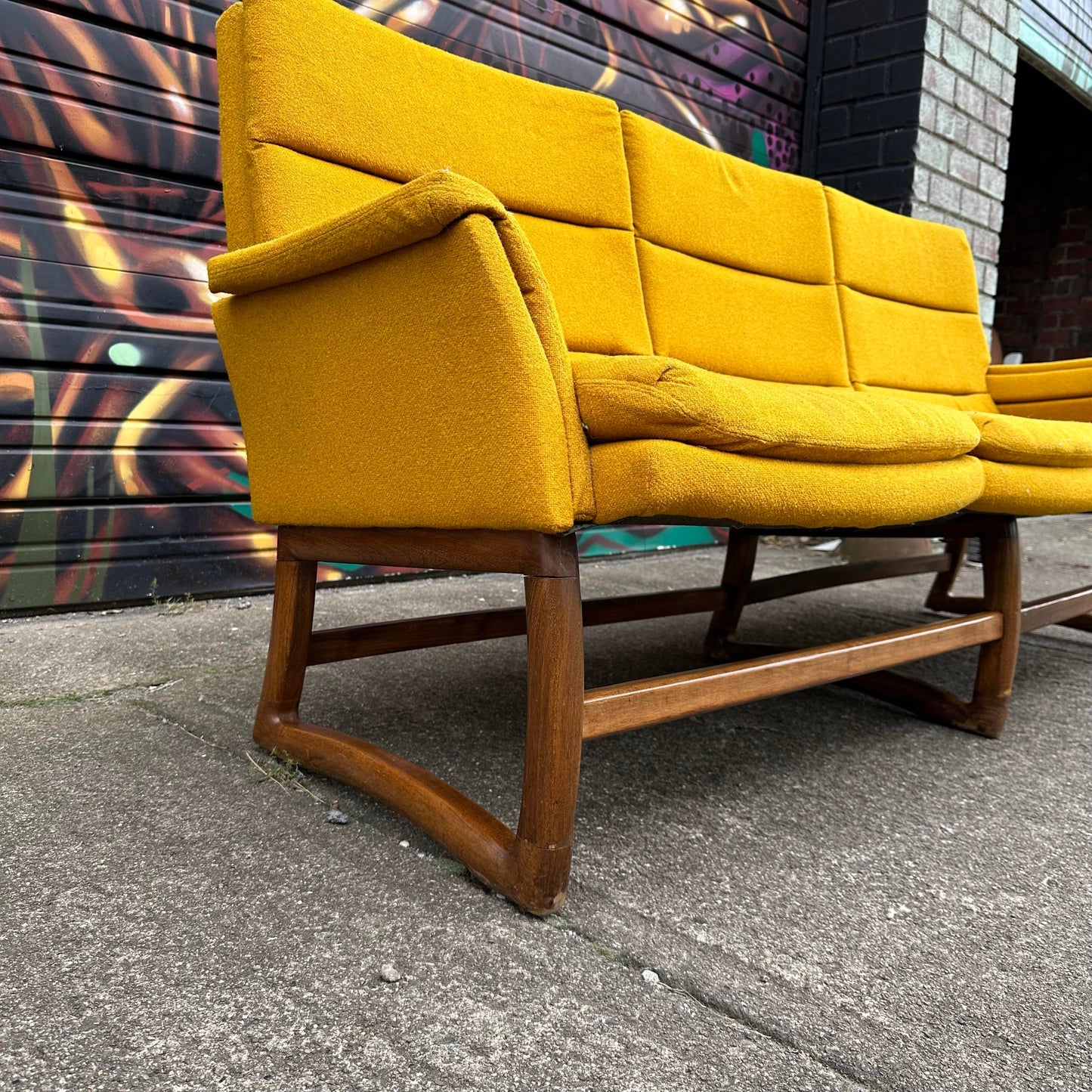 Mid 20th Century Pearsall-Style Sofa With Walnut Base