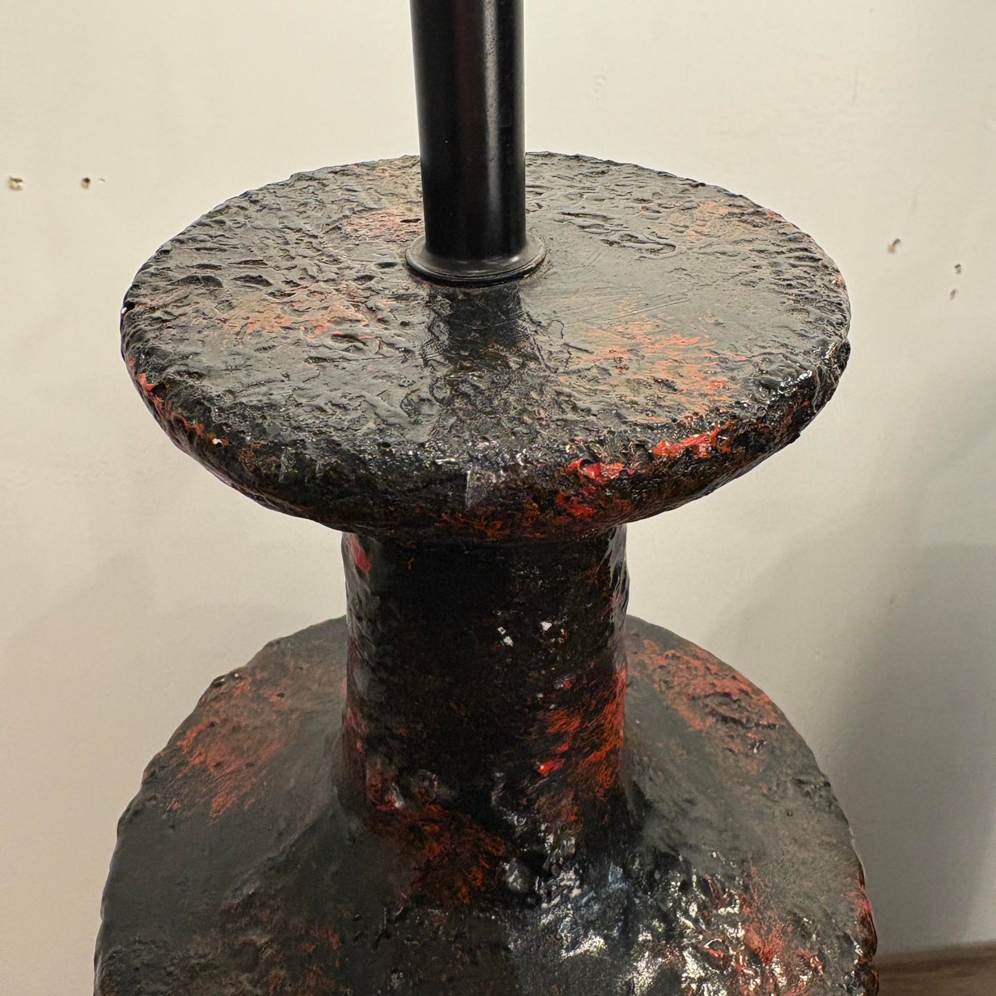 Pair Century Modern Pair of Lamps With Heavy Lava Glaze Textured