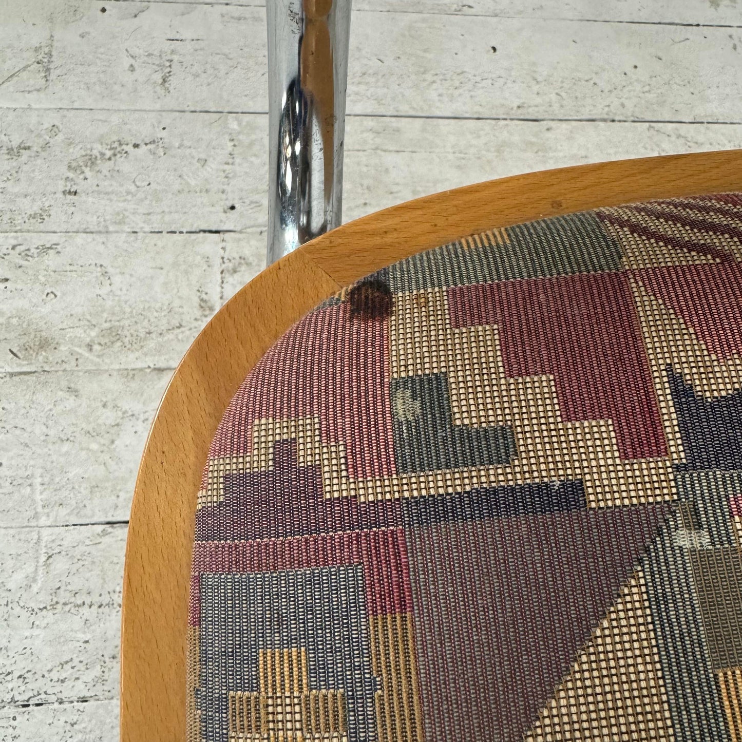 Set of 4 Italian Cantilever Chrome and Oak Dining Chairs Marcel Breuer Cesca