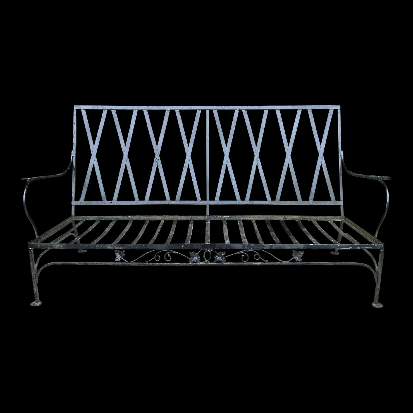 Mid 20th Century Early Heavy Weight Salterini Wrought Iron Patio Sofa, Attributed