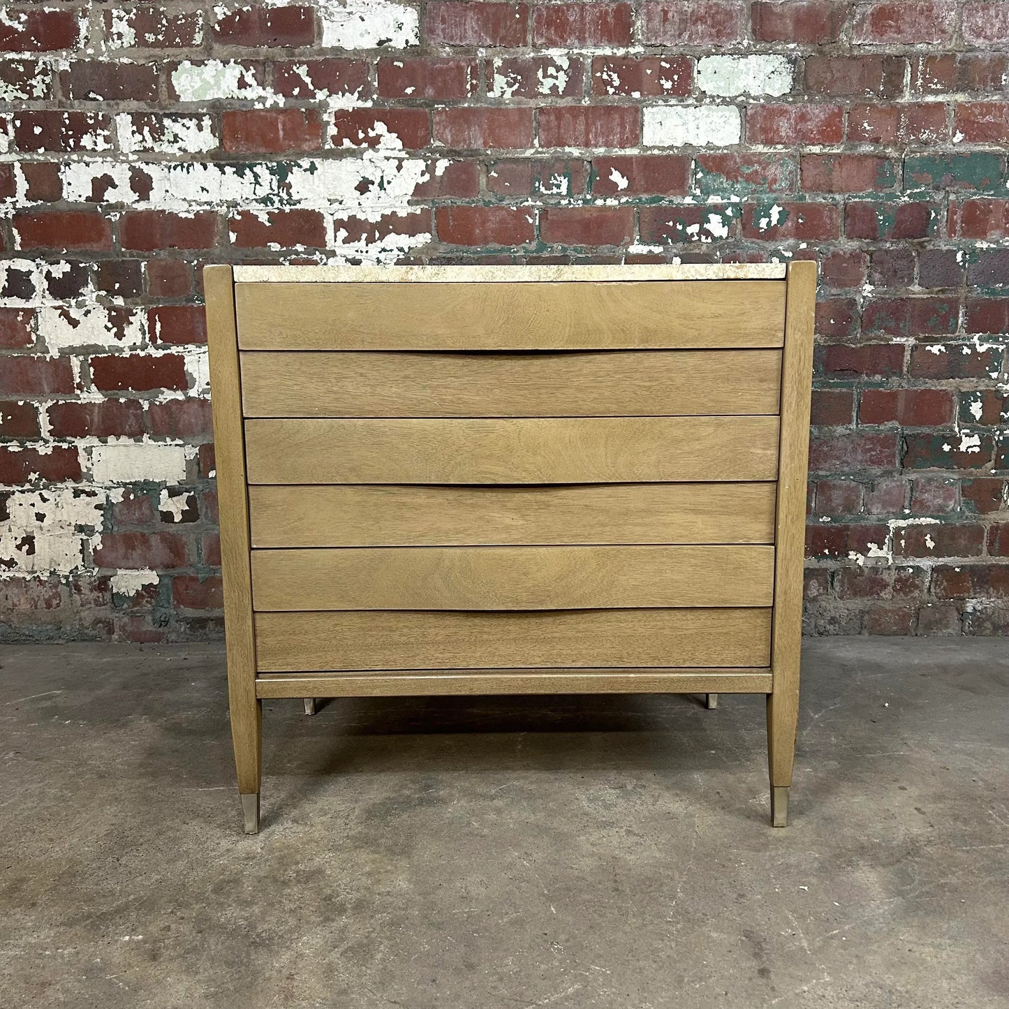 American of Martinsville Travertine Marble Top Chest