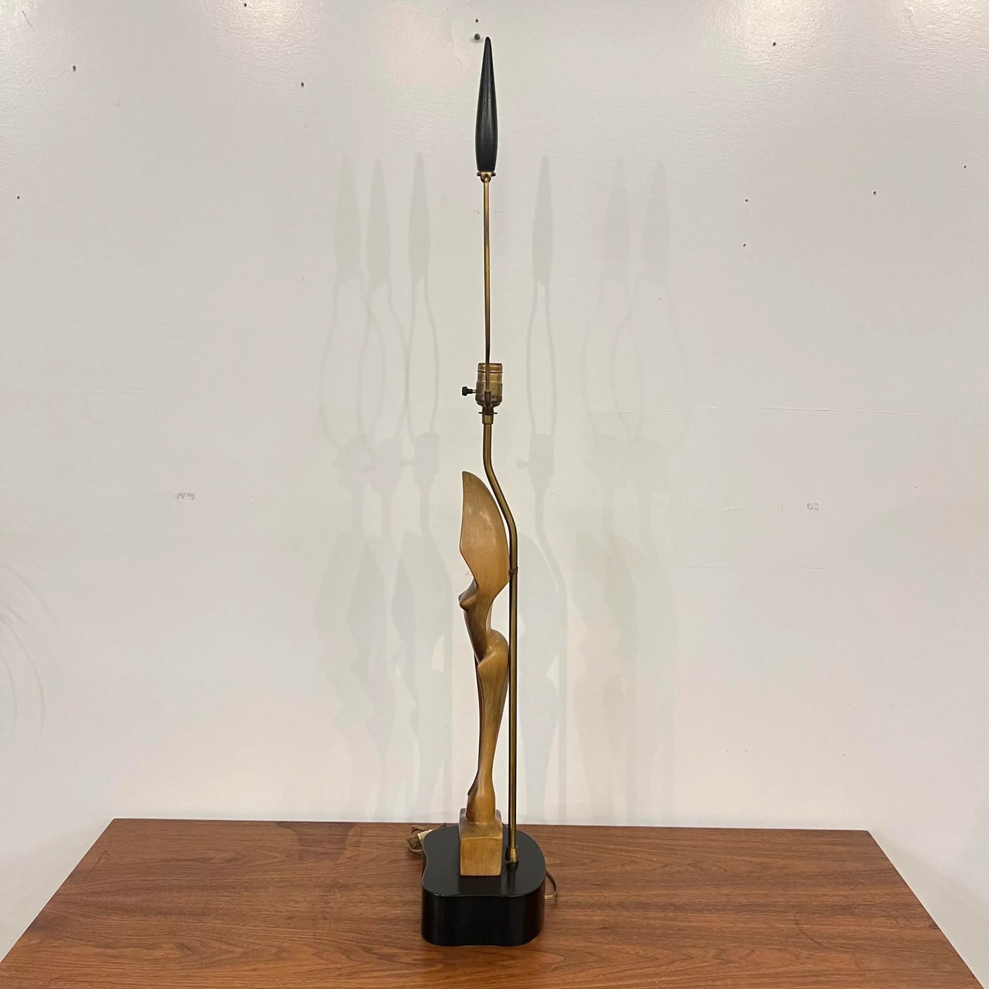Mid Century Modern Carved Woman Figural Heifetz Table Lamp