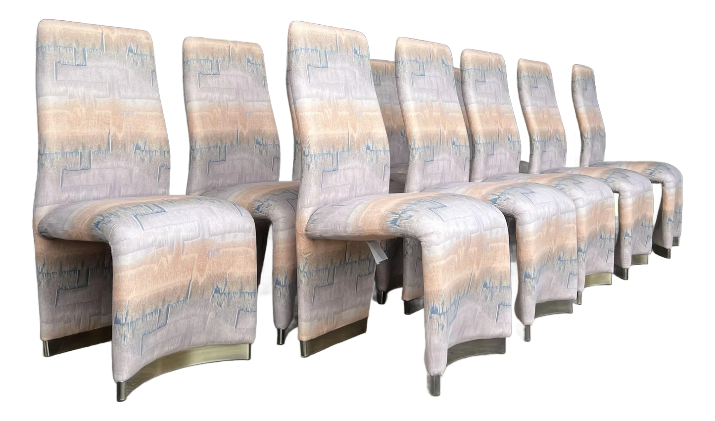 Design Institute of America Vintage Set of 10 Tall Back Post Modern Dining Chairs