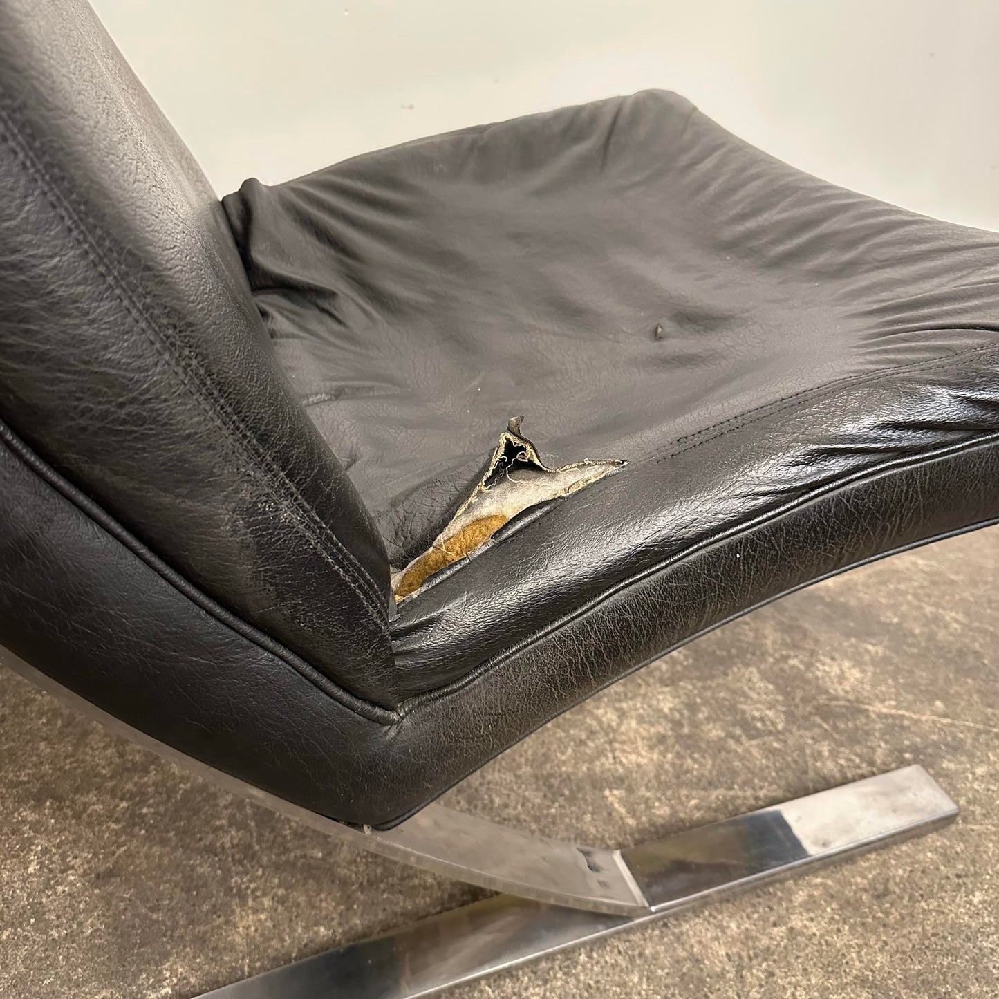 Pair of Chrome and Vinyl Cantilever Lounge Chairs