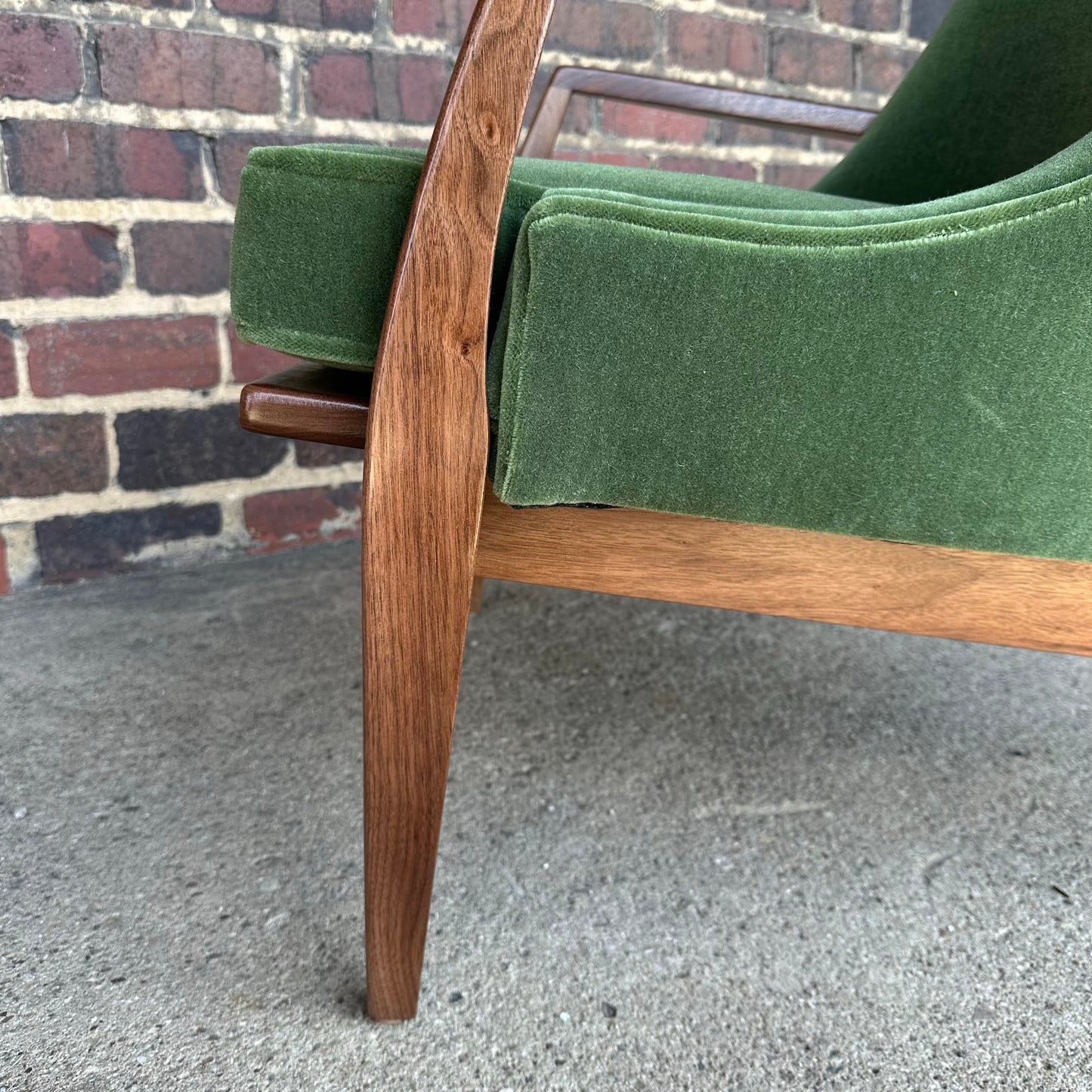 Mid Century Modern Custom Seal Style Lounge Chair Green Mohair