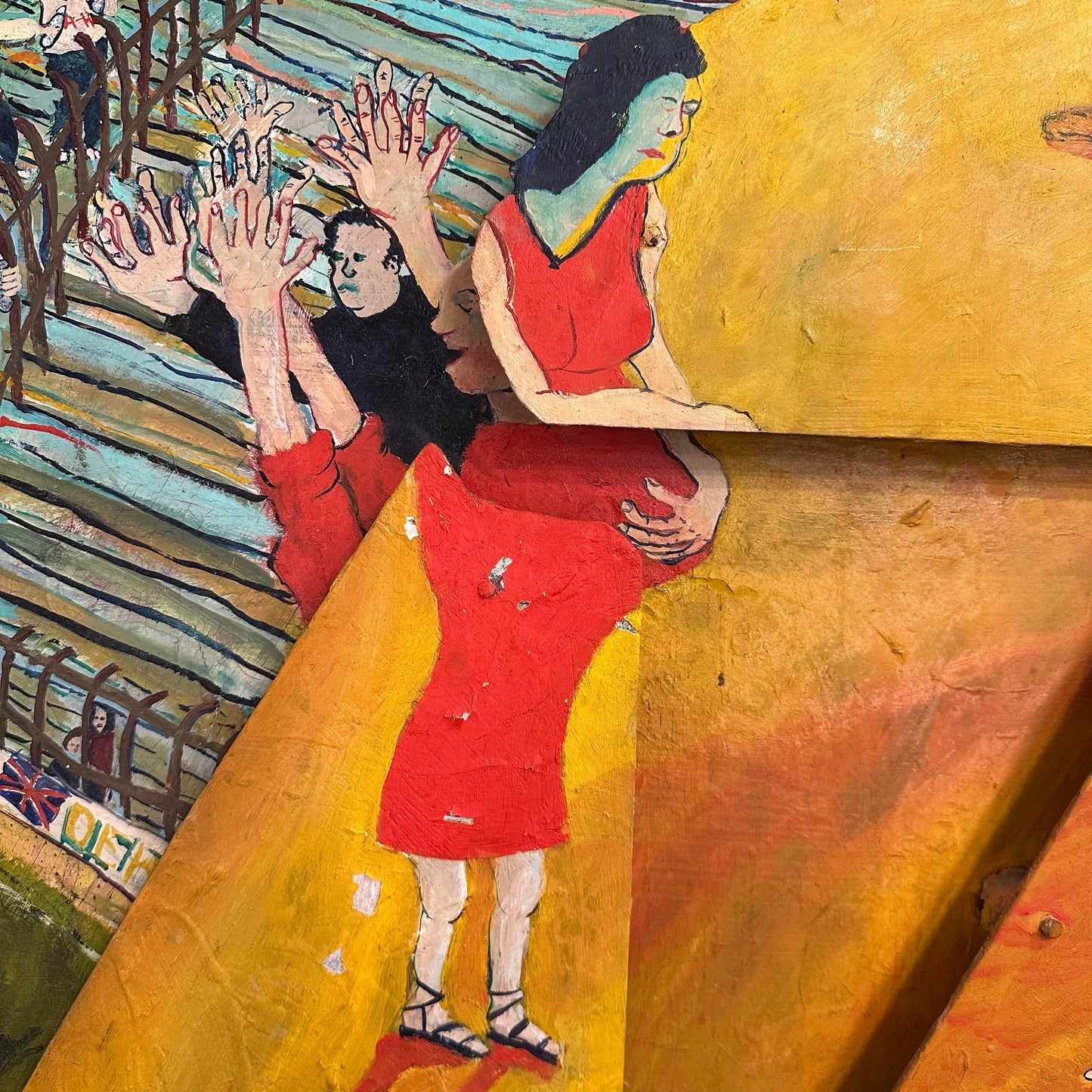 R W Multi Dimensional Modernist Surreal Painting Assemblage Figures