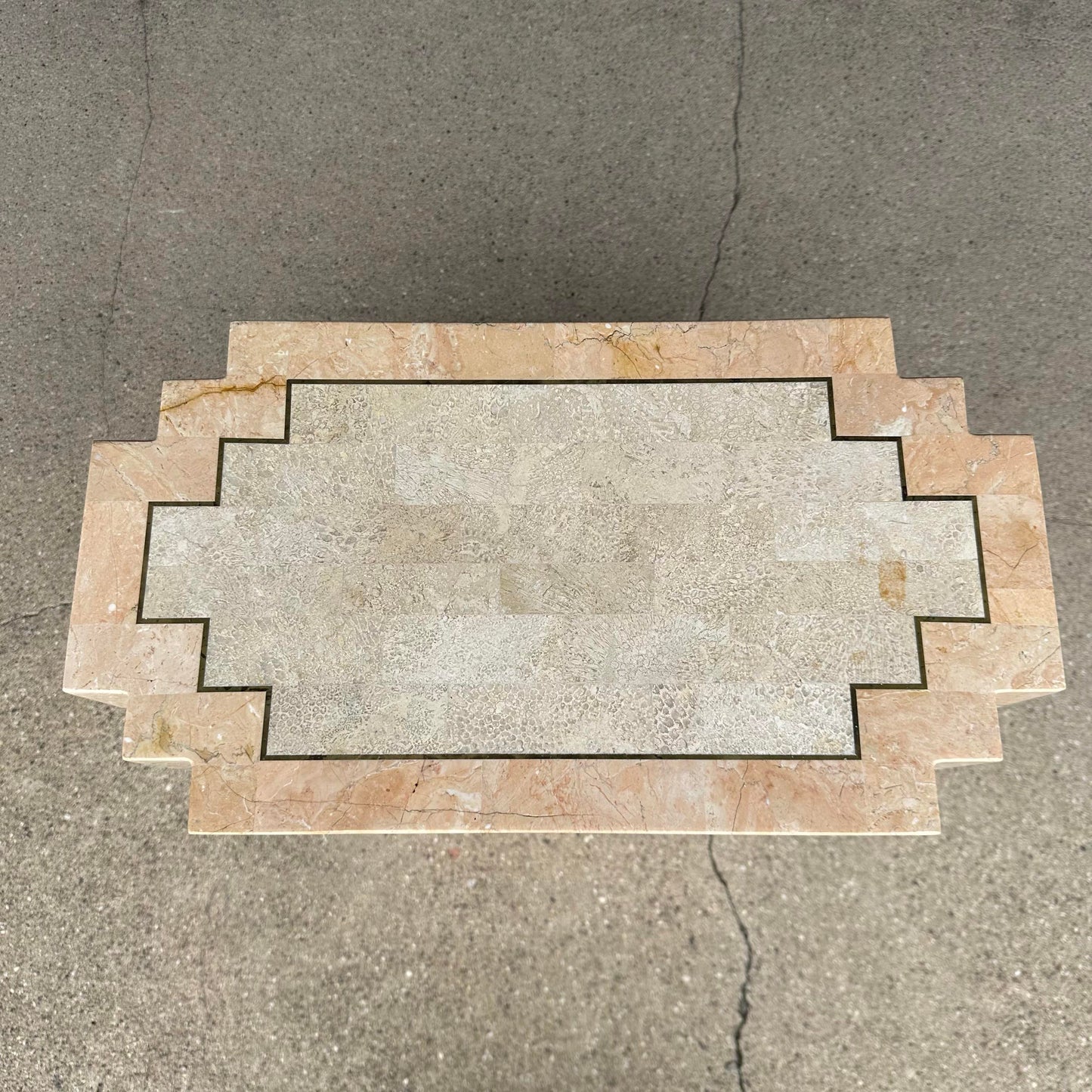 Maitland-Smith Tessellated Marble Stone Pedestal