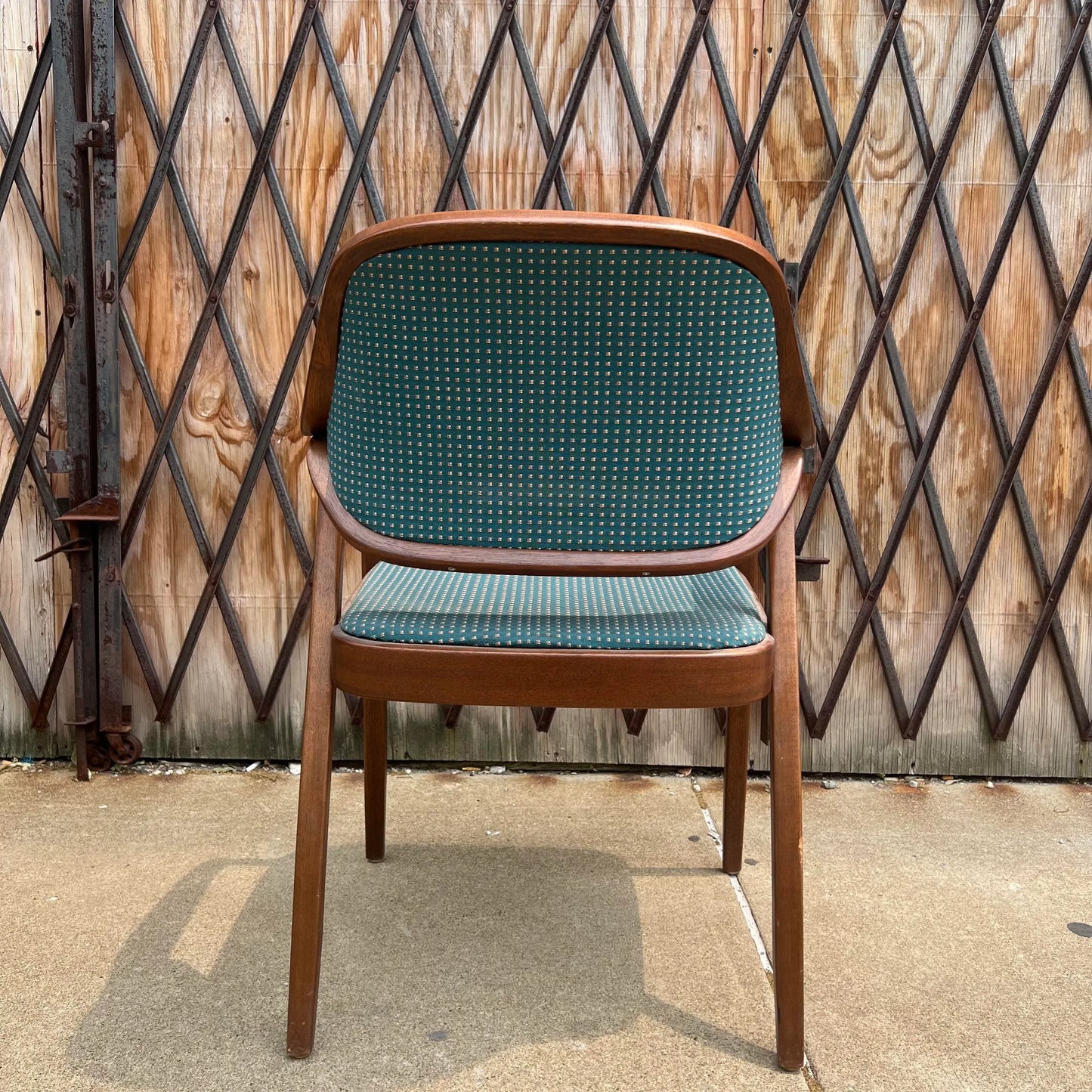 Pair of Bentwood Office Chairs by Don Pettit for Knoll Blue and White Fabric