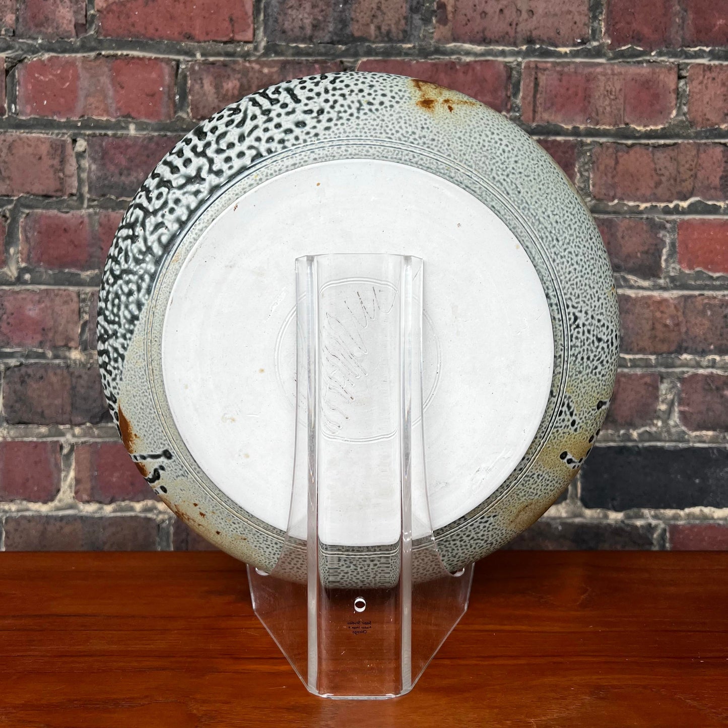 Stunning Ivory and Blue Ceramic Serving Bowl