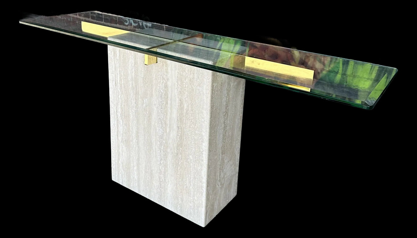 Artedi Marble and Brass Console Table