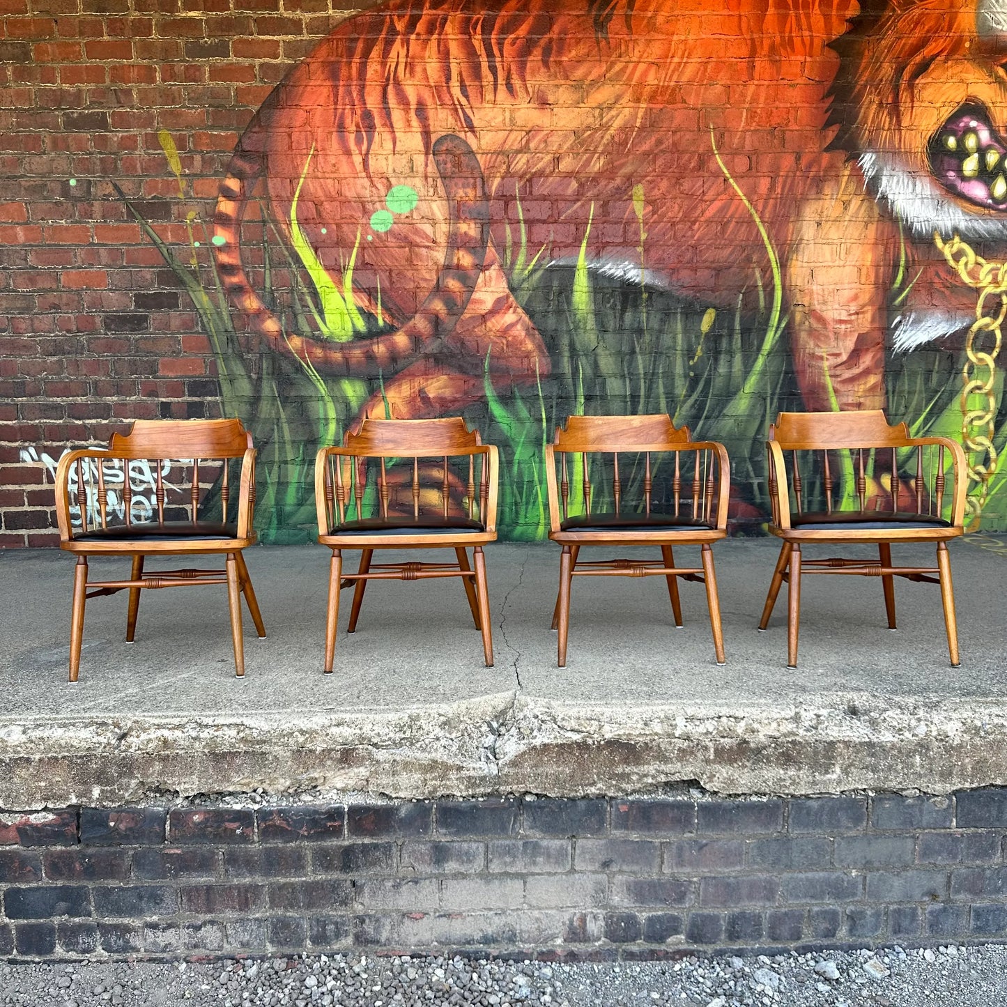 Stewart McDougall and Kipp Stewart for Drexel Declaration Walnut Game Table and Chairs