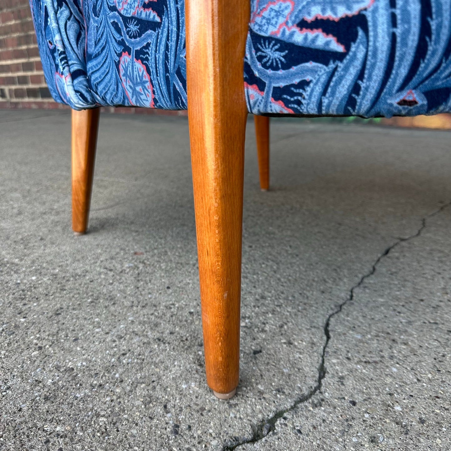 Pair of Mid Century Modern Klaus Haapaniemi & Co. Iceflower Blue Fabric Chairs