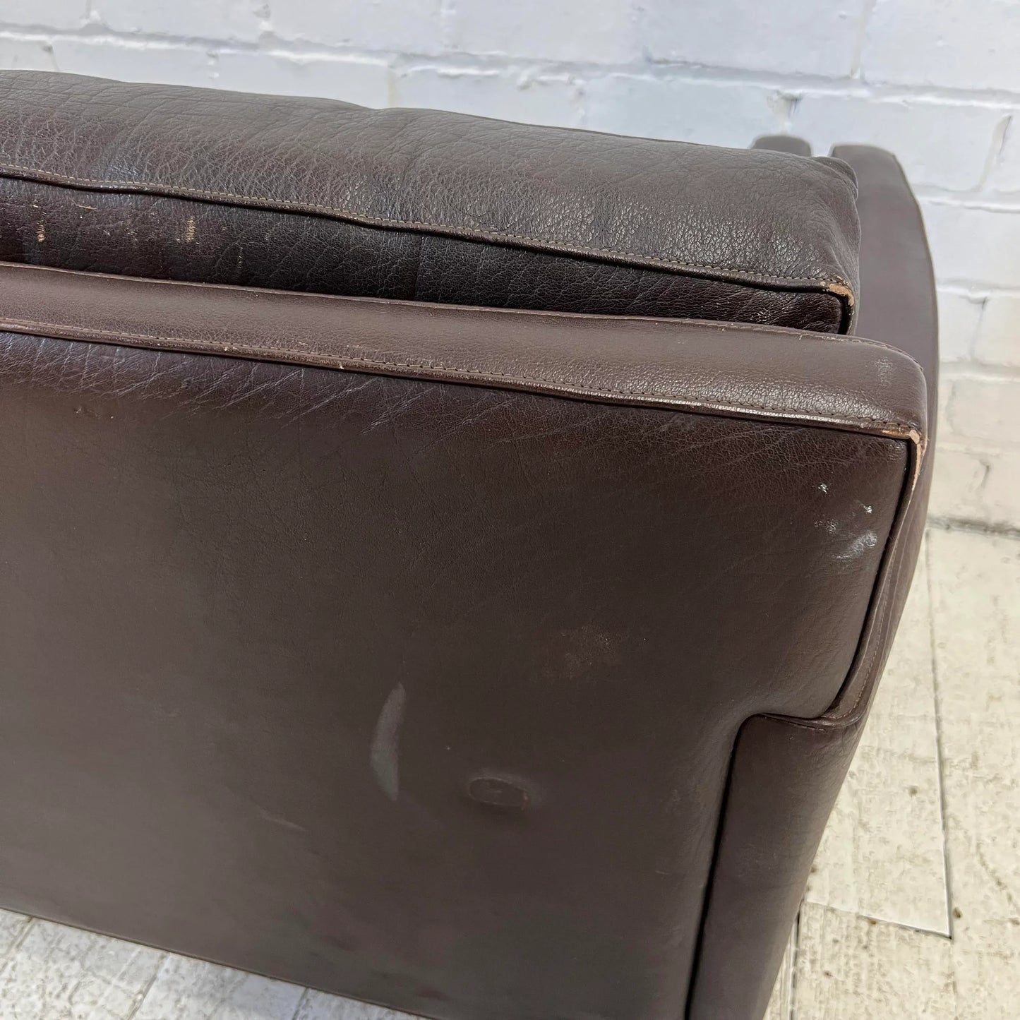 Mid Century Børge Mogensen Style Brown Leather Sofa