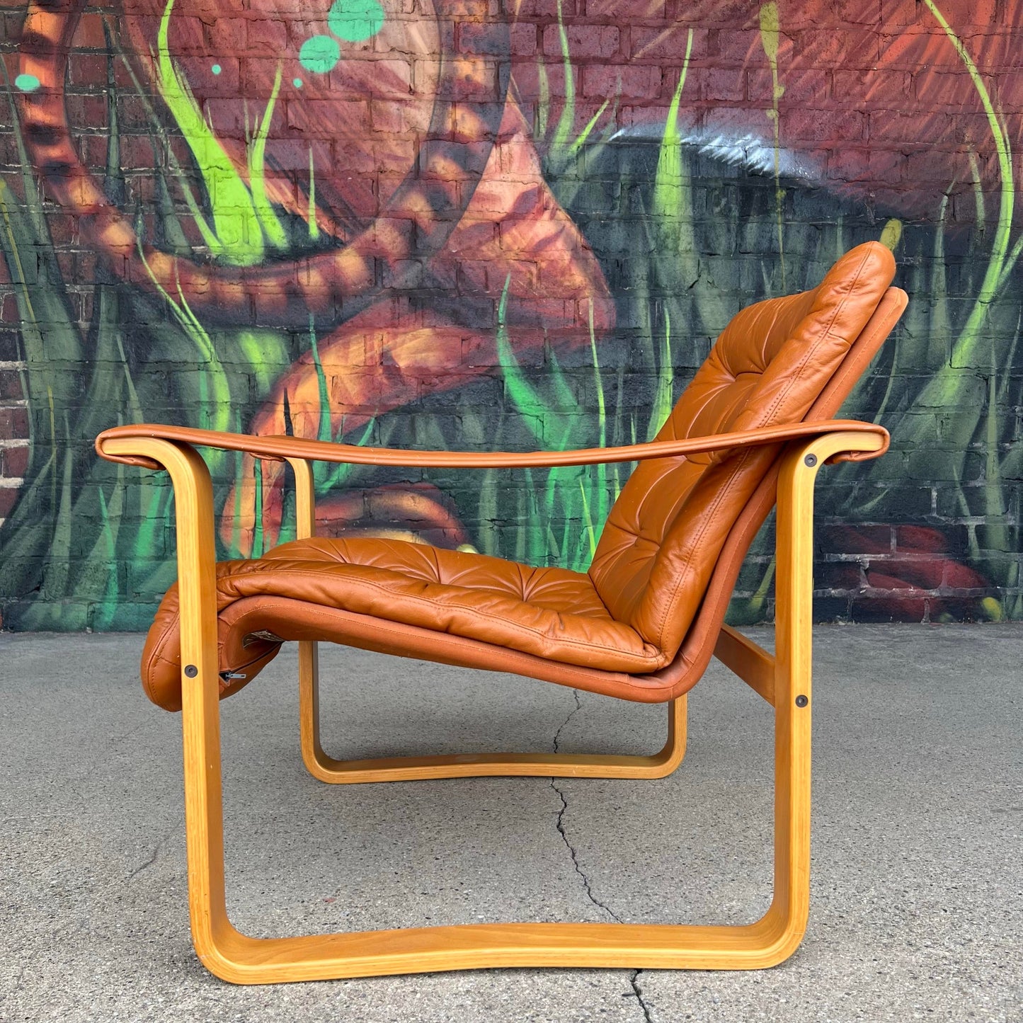 Mid Century Leather Lounge Chair Oy Bj Dahlqvist Ab Finland for B. D. Furniture
