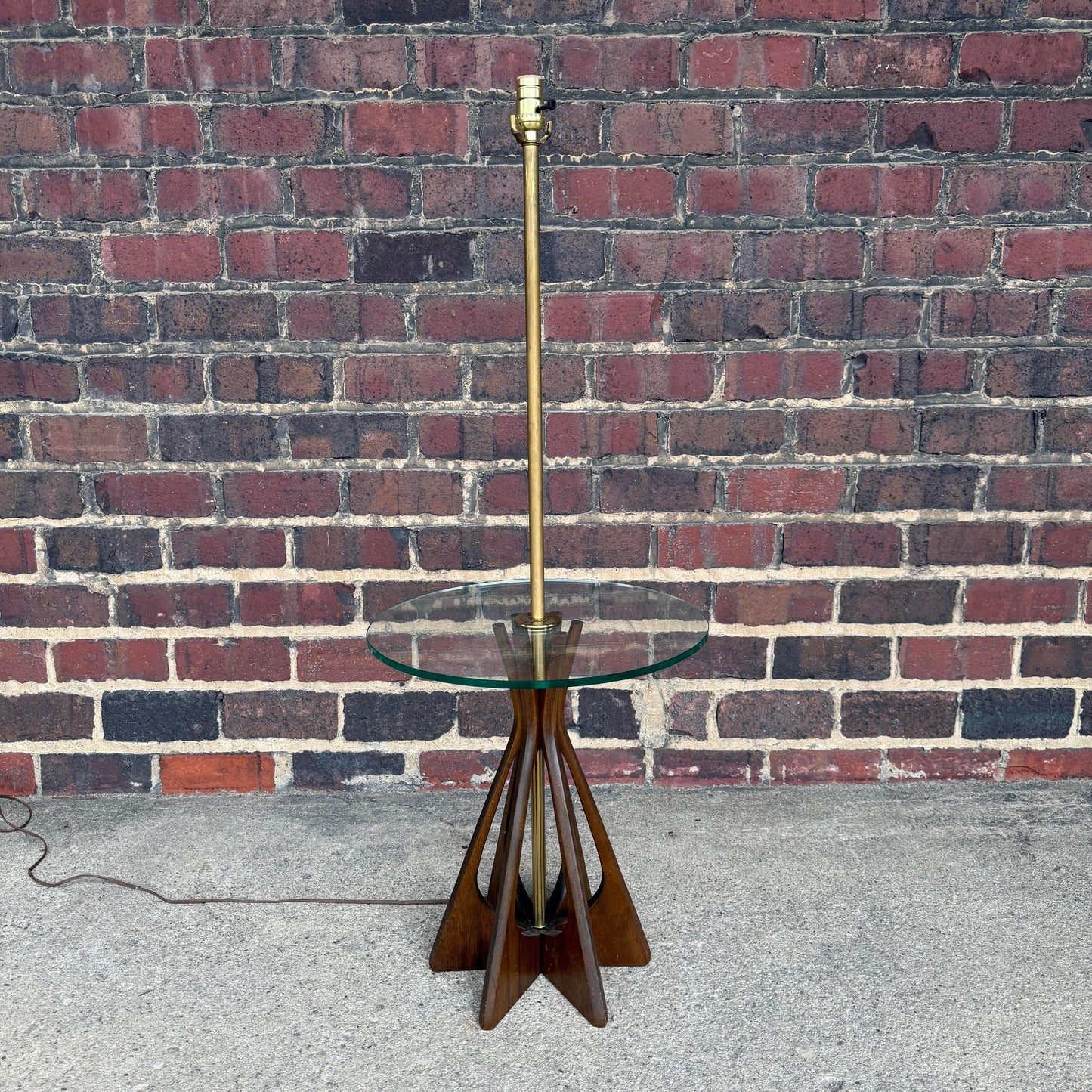 Mid Century Floor Lamp With Glass Table Style of Modline