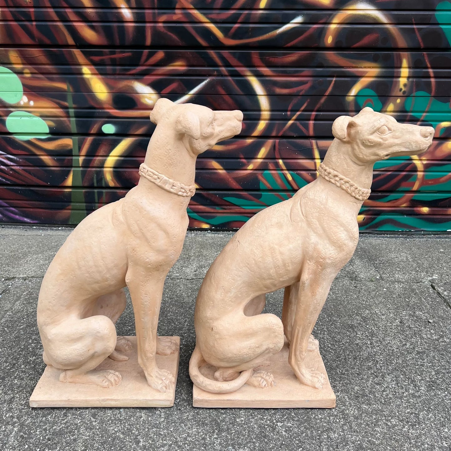 Pair of Italian Terracotta Greyhound Statues