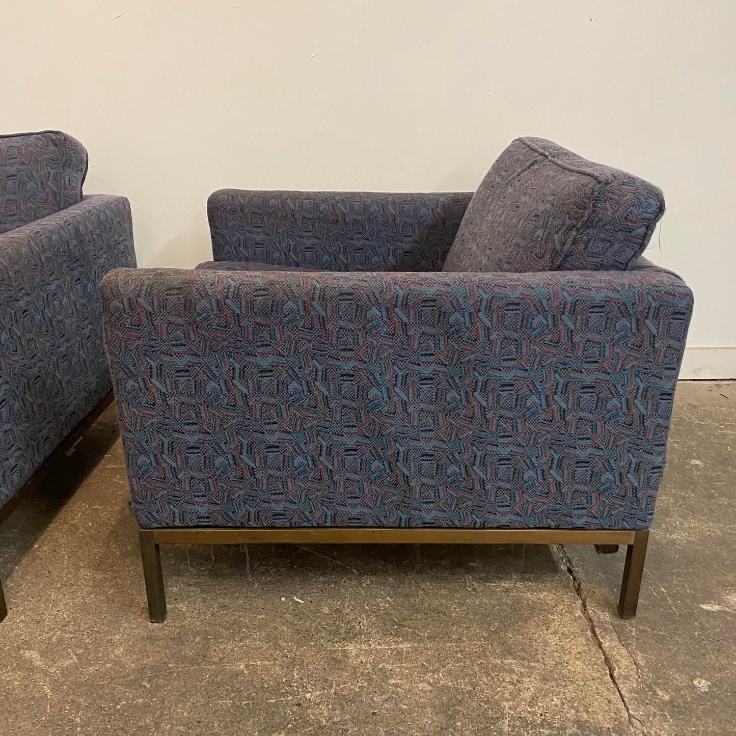 Mid-Century Modern Club Chairs Attributed to Florence Knoll With Bronze Legs