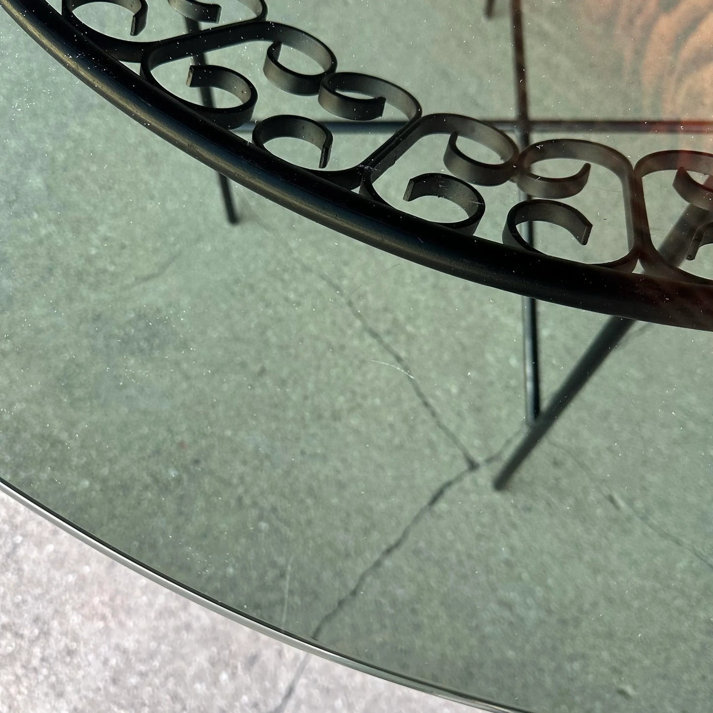 Arthur Umamoff Iron and Glass Dining Table 4 Chairs