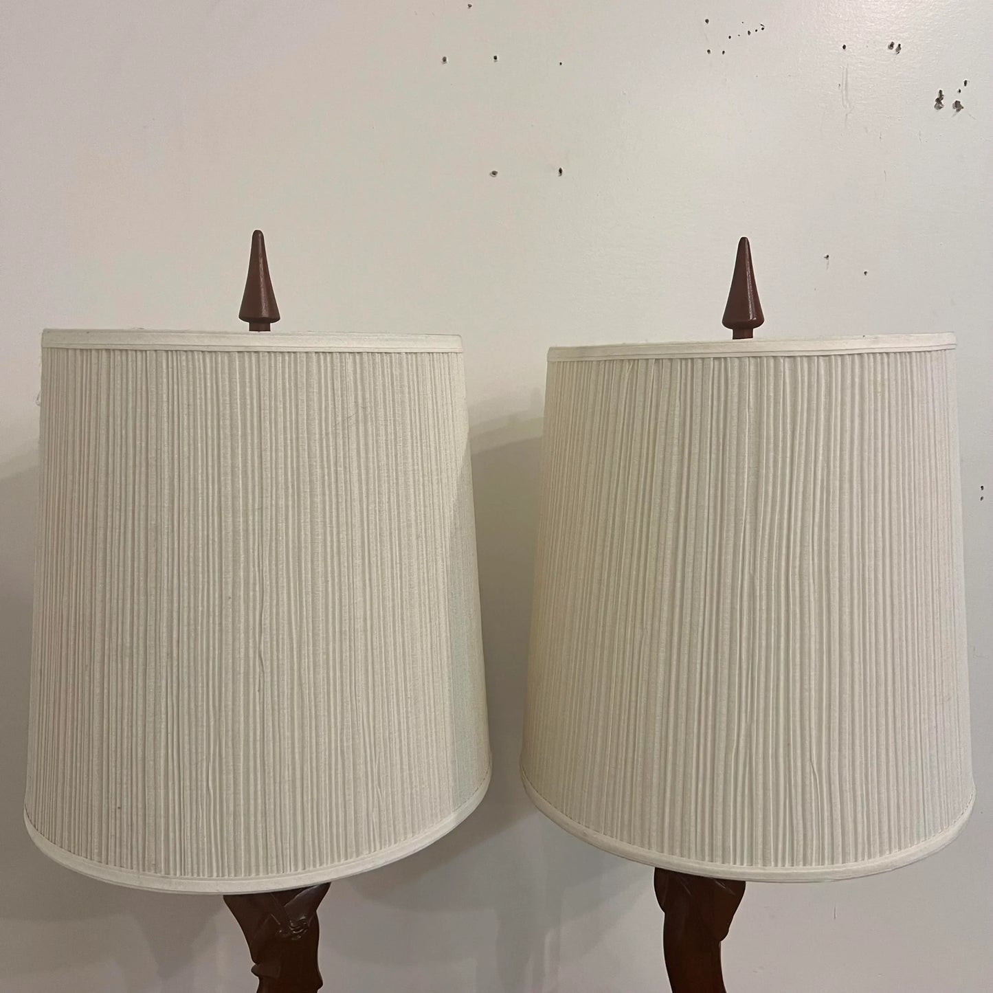 Pair of Yasha Heifetz Carved Man and Woman Lamps