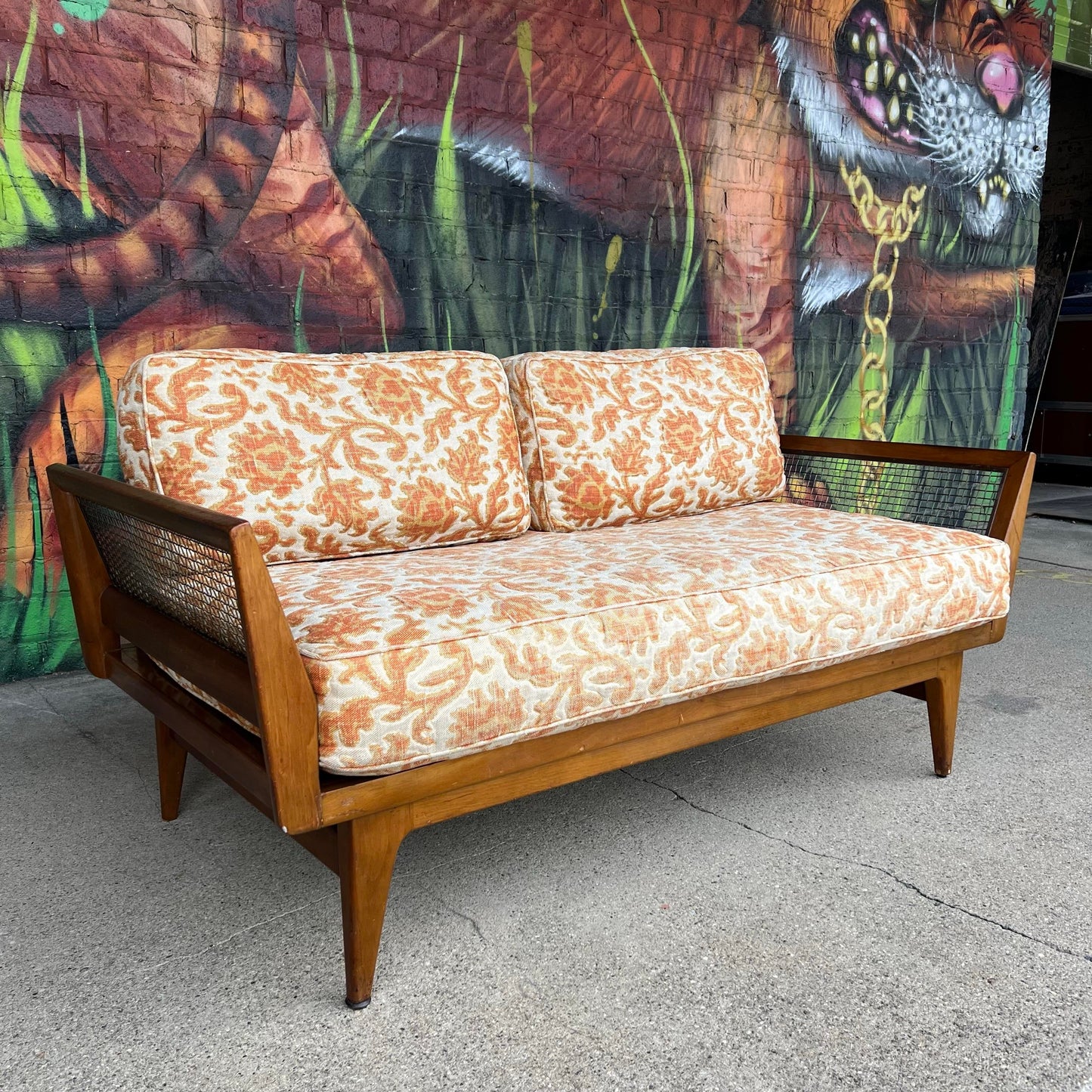 Mid Century Modern Bertha Schaeffer Sofa for Singer & Sons Loveseat